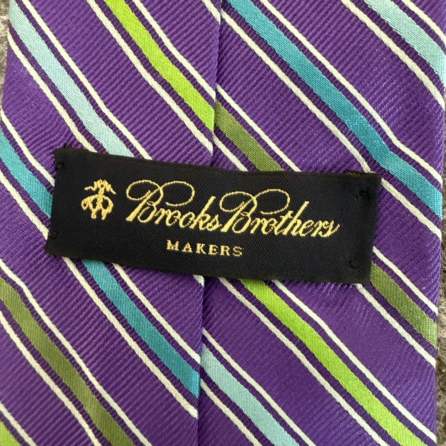 Brooks Brothers Makers Mens Purple Striped Silk Tie Woven in Italy Made in USA