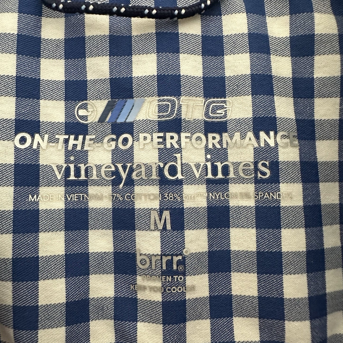 Vineyard Vines Shirt Mens M Blue Gingham On The Go Long Sleeve Button-Down Adult