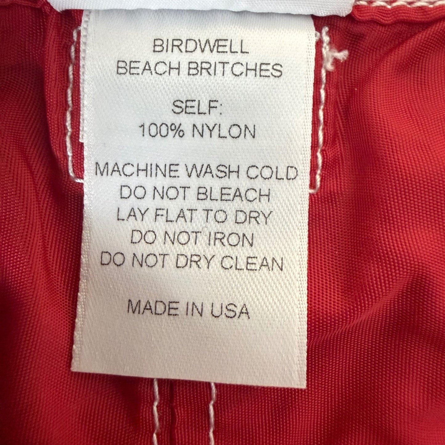 Birdwell Beach Britches Red Board Shorts Mens 32 Nylon Surf Trunks Made in USA