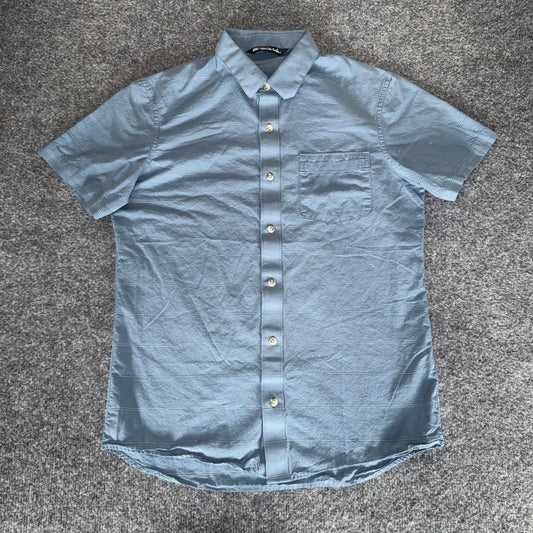 Travis Mathew Mens Small Blue Striped Short Sleeve Button Up Shirt Golf Casual