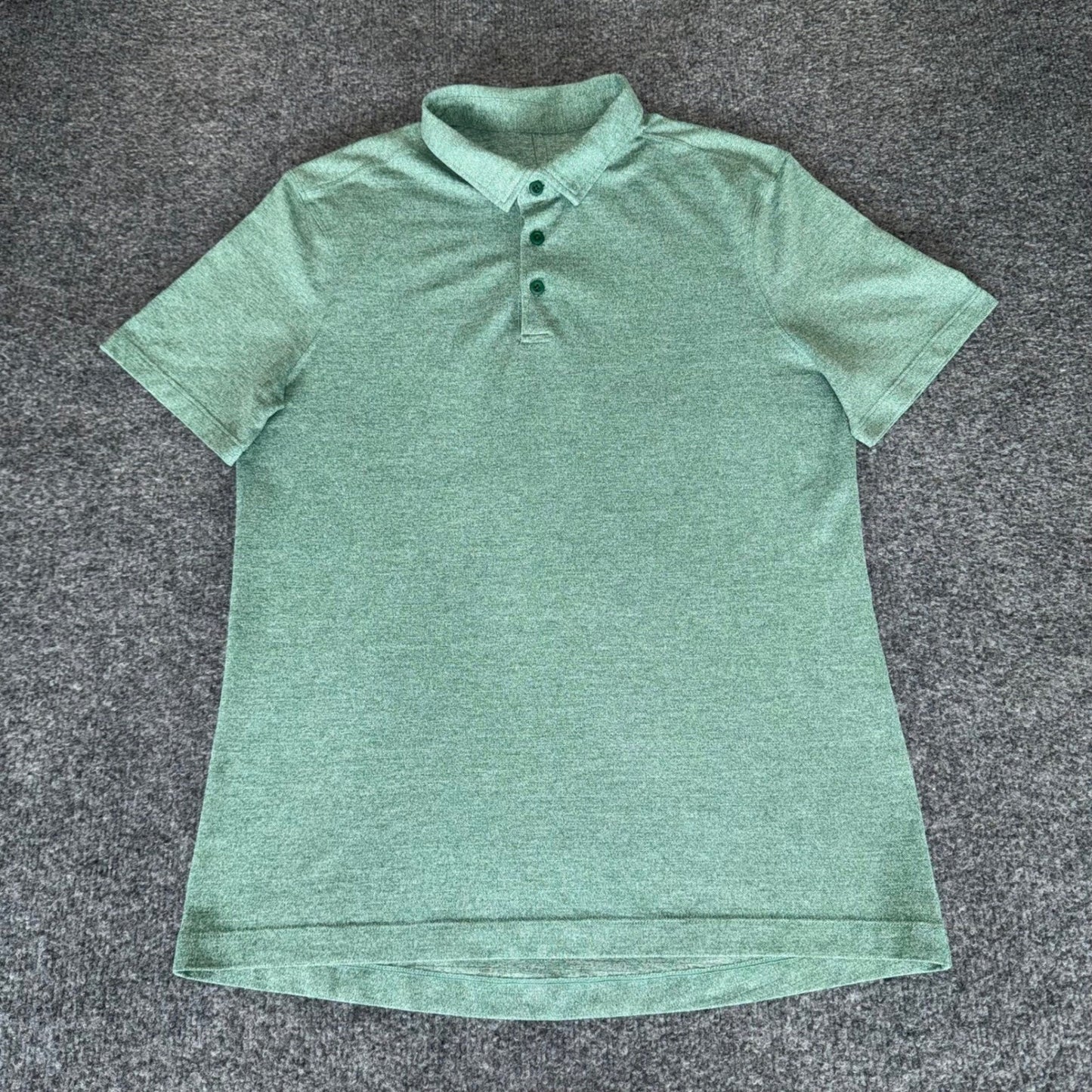 Lululemon Polo Shirt Mens Small Heathered Green Short Sleeve Athletic