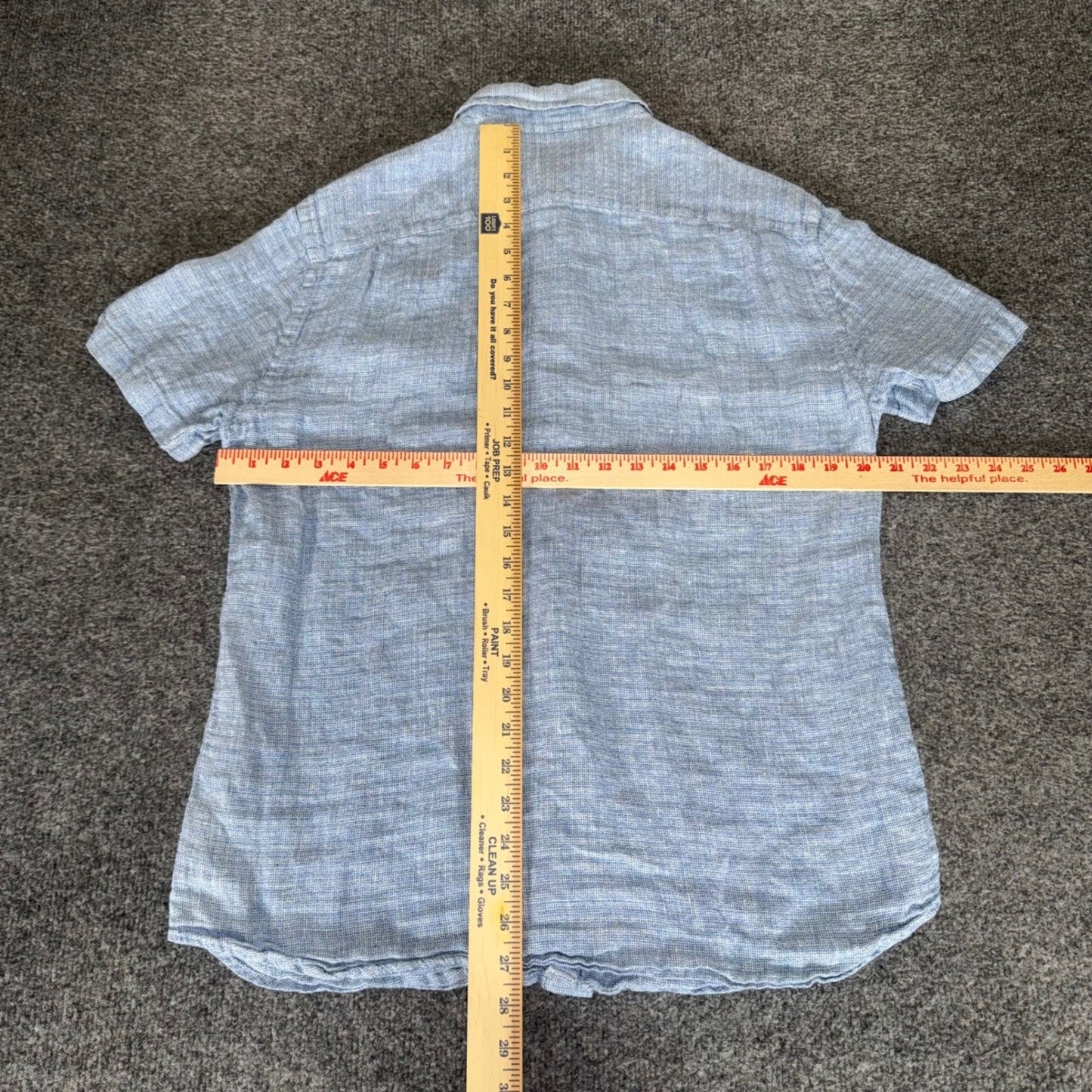 Faherty Palma Linen Shirt Mens Medium Blue Short Sleeve Button Up Casual Beach