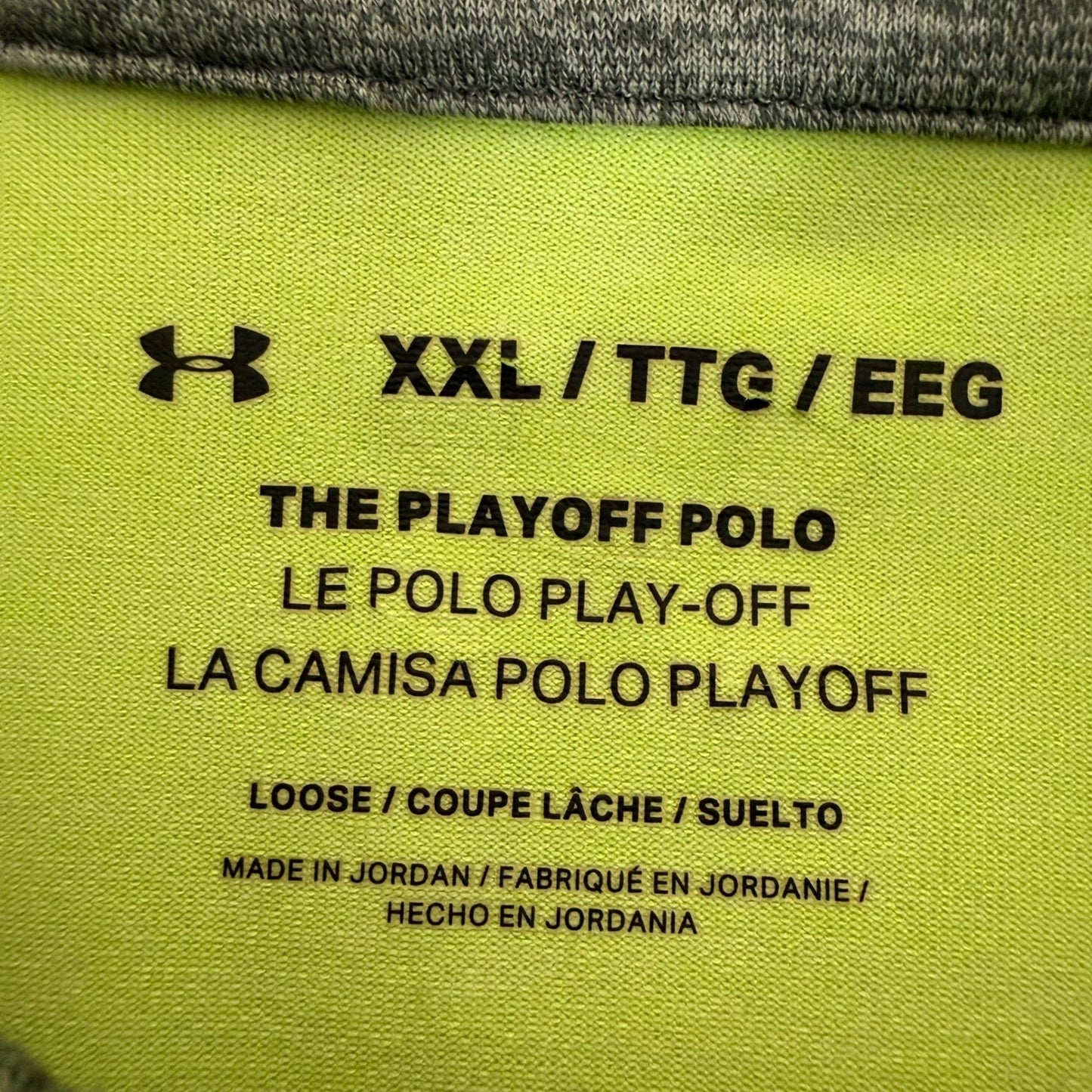 Under Armour Playoff Polo Shirt Mens XXL Neon Green Loose Fit Golf Performance