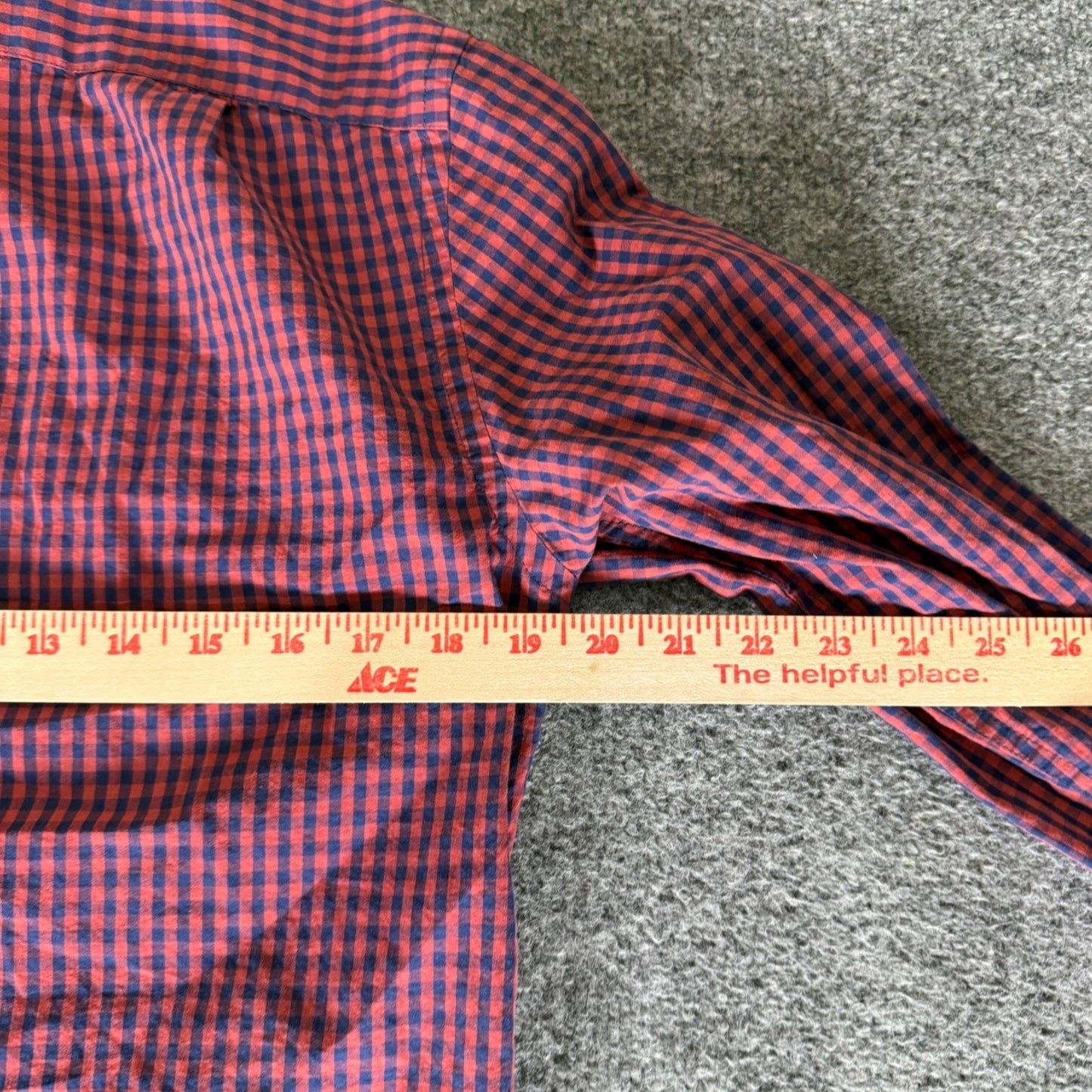 J.Crew Mens Slim Fit Gingham Button Up Shirt Red Navy Blue Cotton Small Casual
