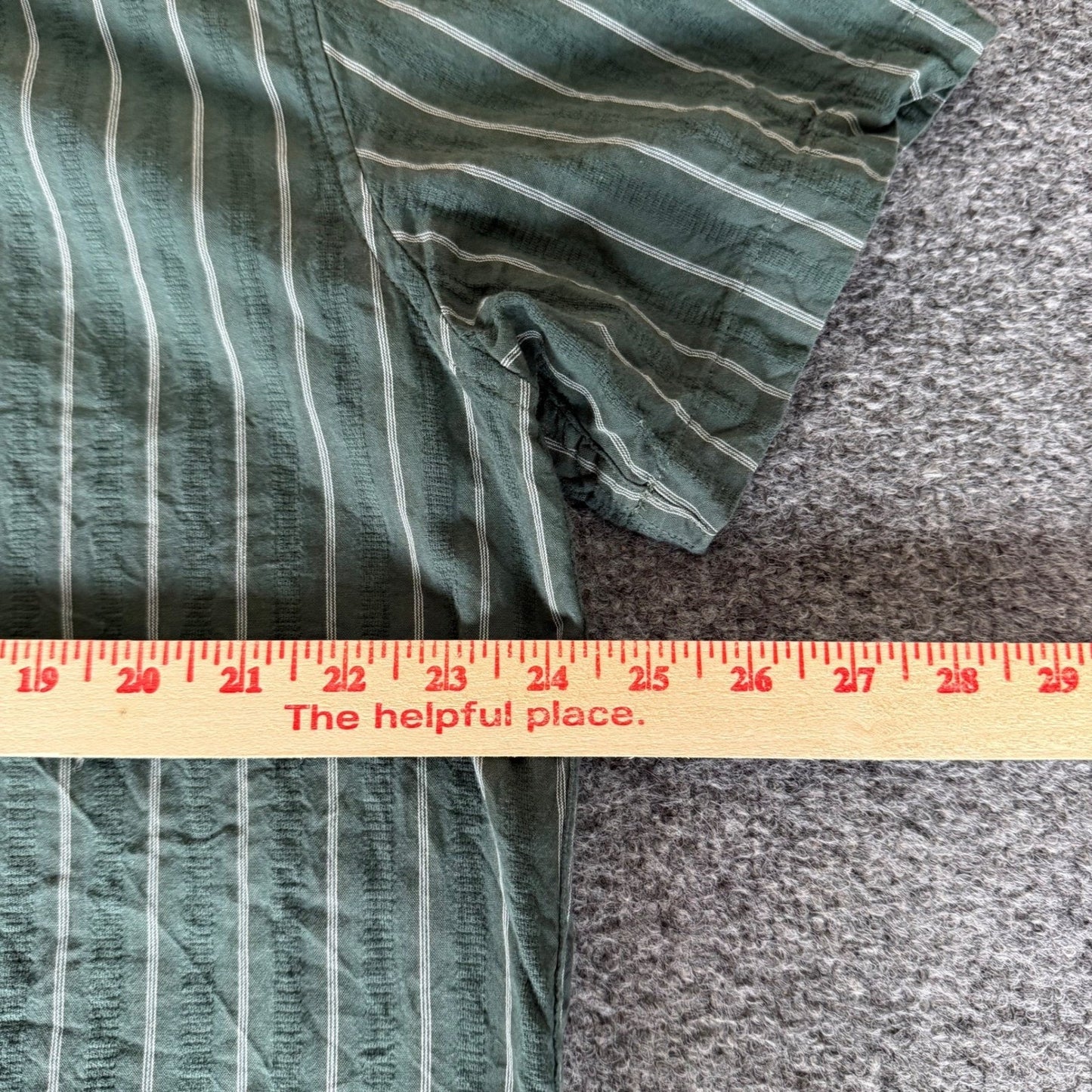 Flint and Tinder Camp Shirt Mens XXL Green Pinstripe Short Sleeve Huckberry Top