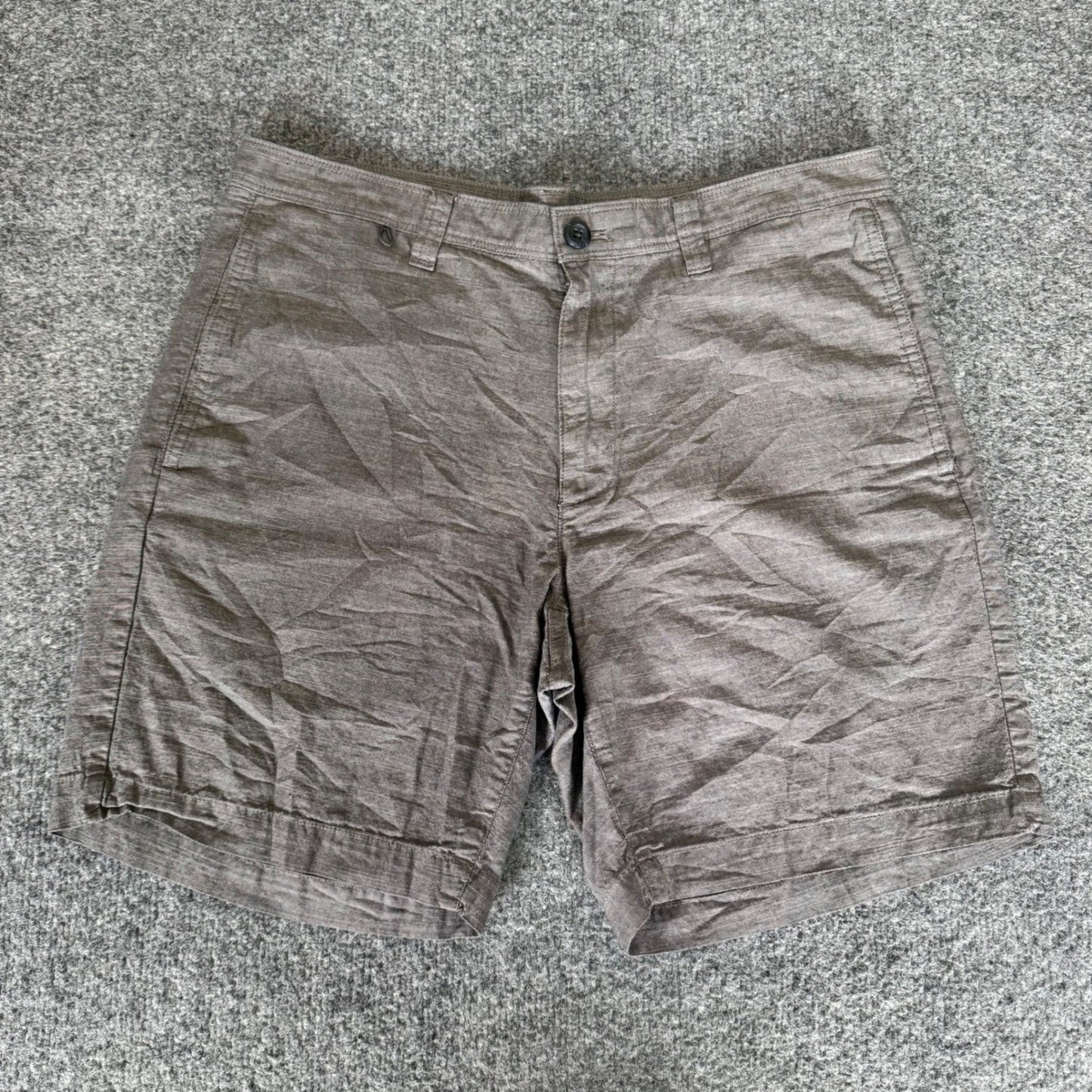 Eddie Bauer Mens Gray Cotton Flat Front Shorts Size 32 Casual Outdoor Hiking