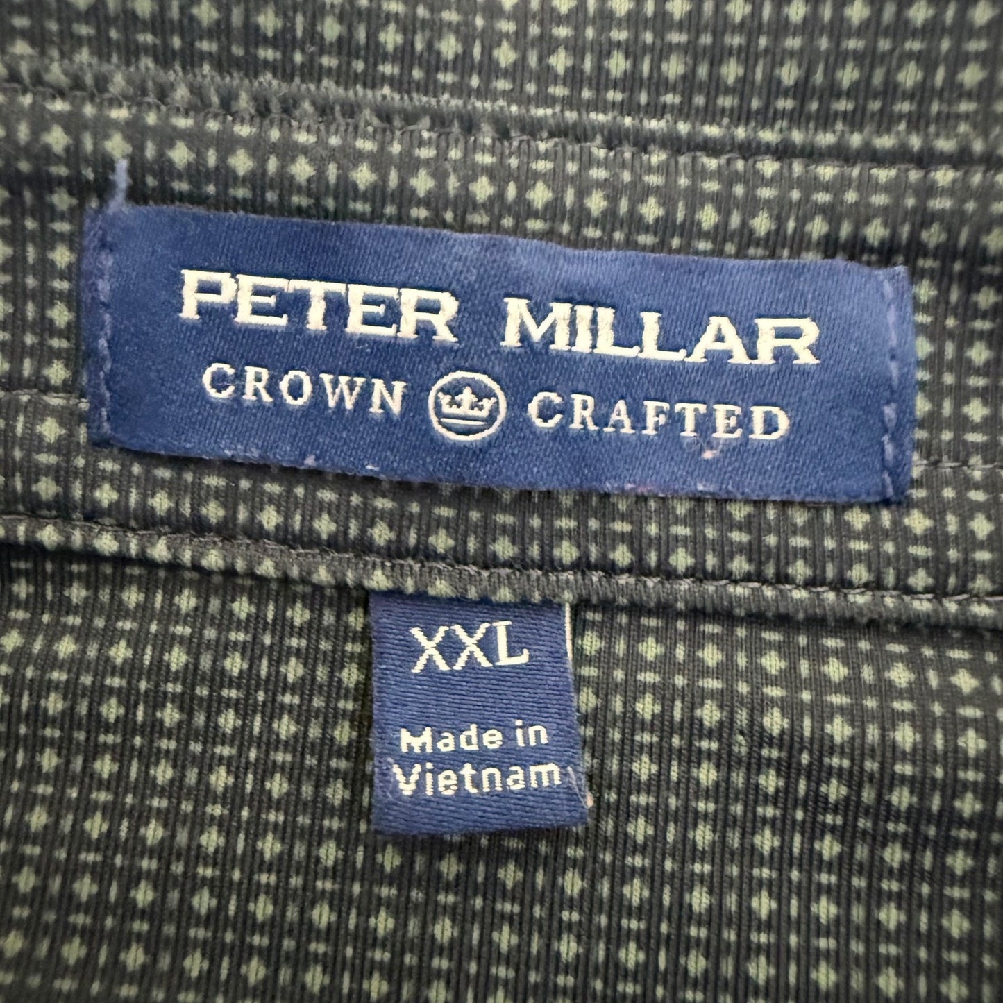 Peter Millar Crown Crafted Polo Shirt Mens XXL Green Geometric Short Sleeve Golf
