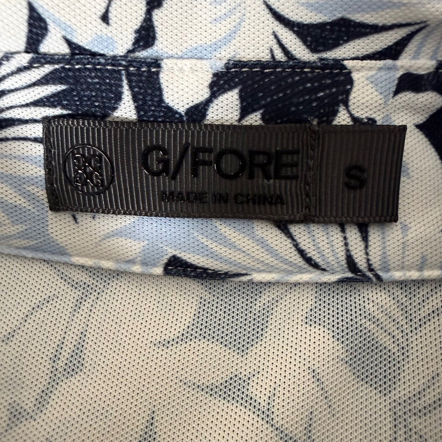 G/FORE Polo Shirt Palm Fronds Tech Pique Mens Small Golf Floral Short Sleeve