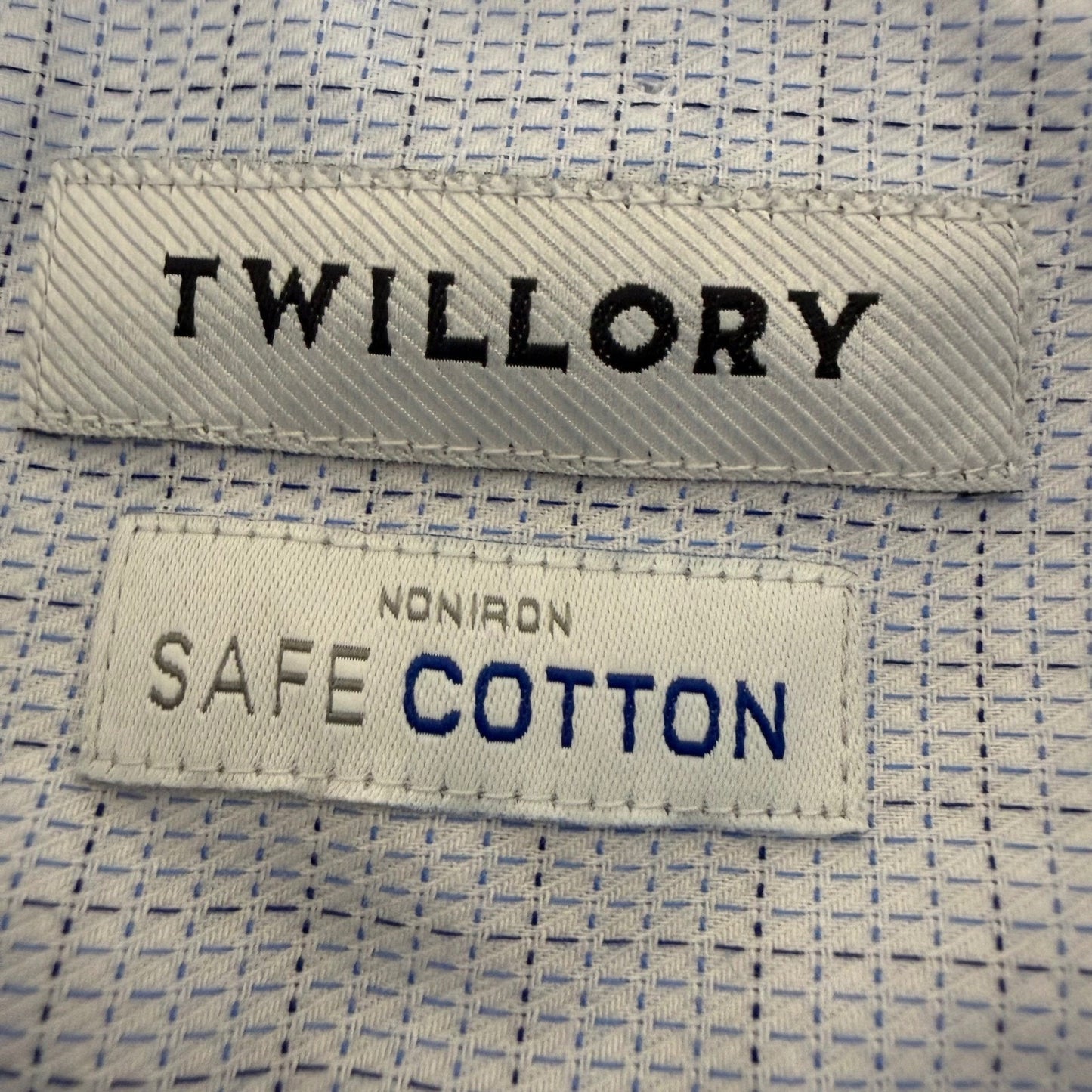 Twillory Men Safe Cotton Non-Iron Tailored Fit Dress Shirt Blue White 16.5 32/33