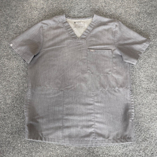FIGS Men Chisec 3-Pocket Scrub Top Gray V-Neck Medium Medical Healthcare Uniform