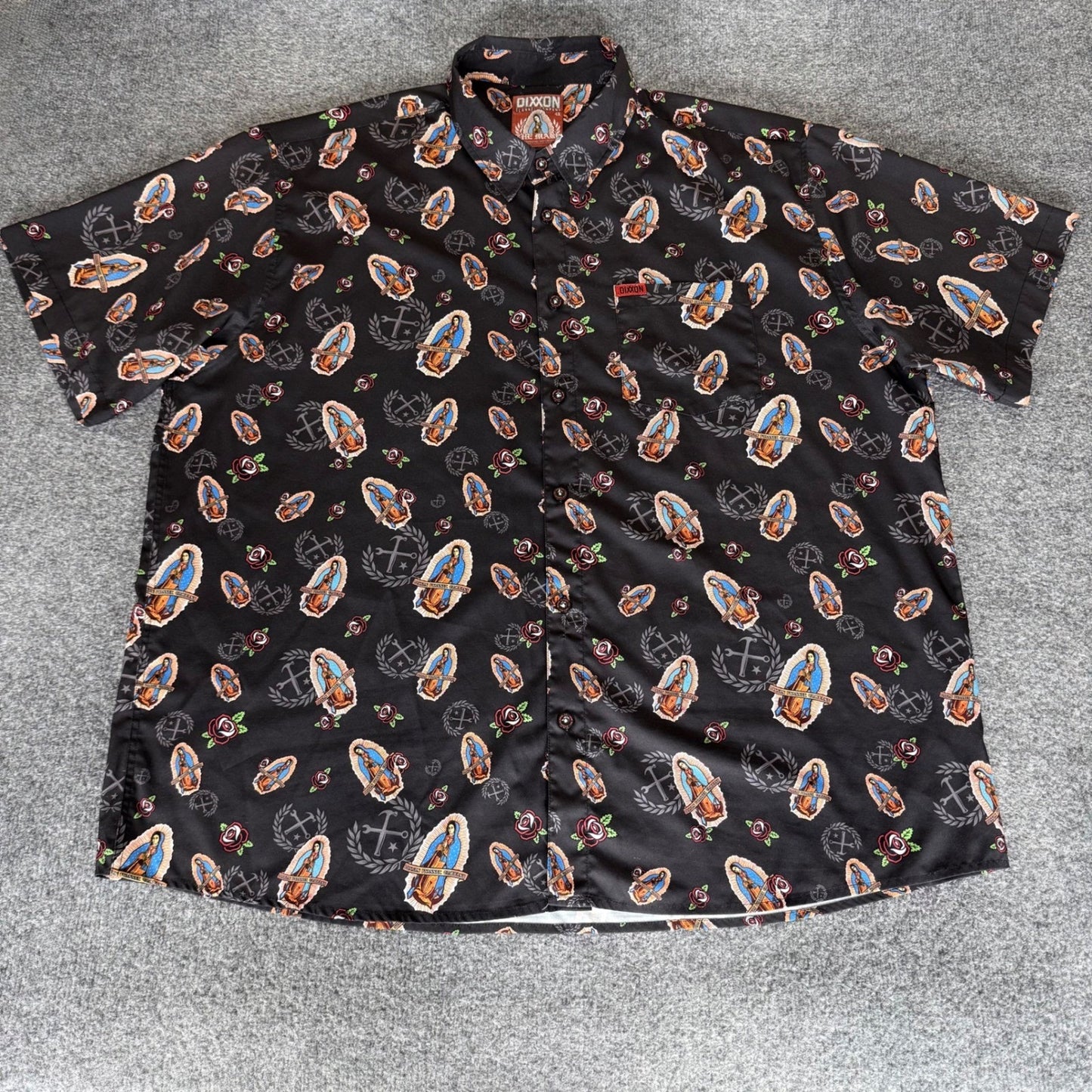 DIXXON Flannel Co The Mary Shirt Mens 4XL Short Sleeve Button Up AOP Moto Casual