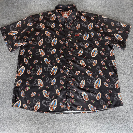 DIXXON Flannel Co The Mary Shirt Mens 4XL Short Sleeve Button Up AOP Moto Casual