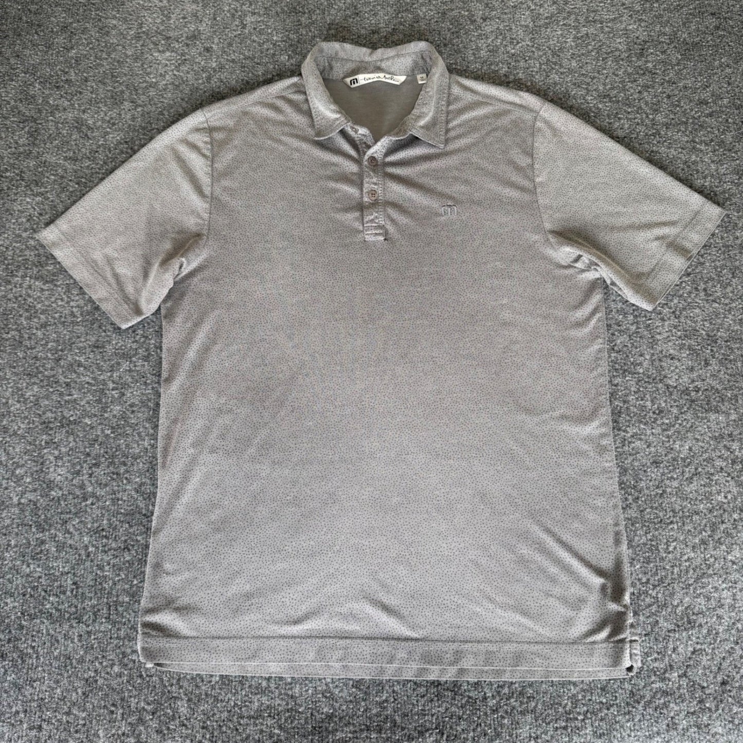 Travis Mathew Golf Polo Heather Gray Performance Casual Shirt Mens Medium