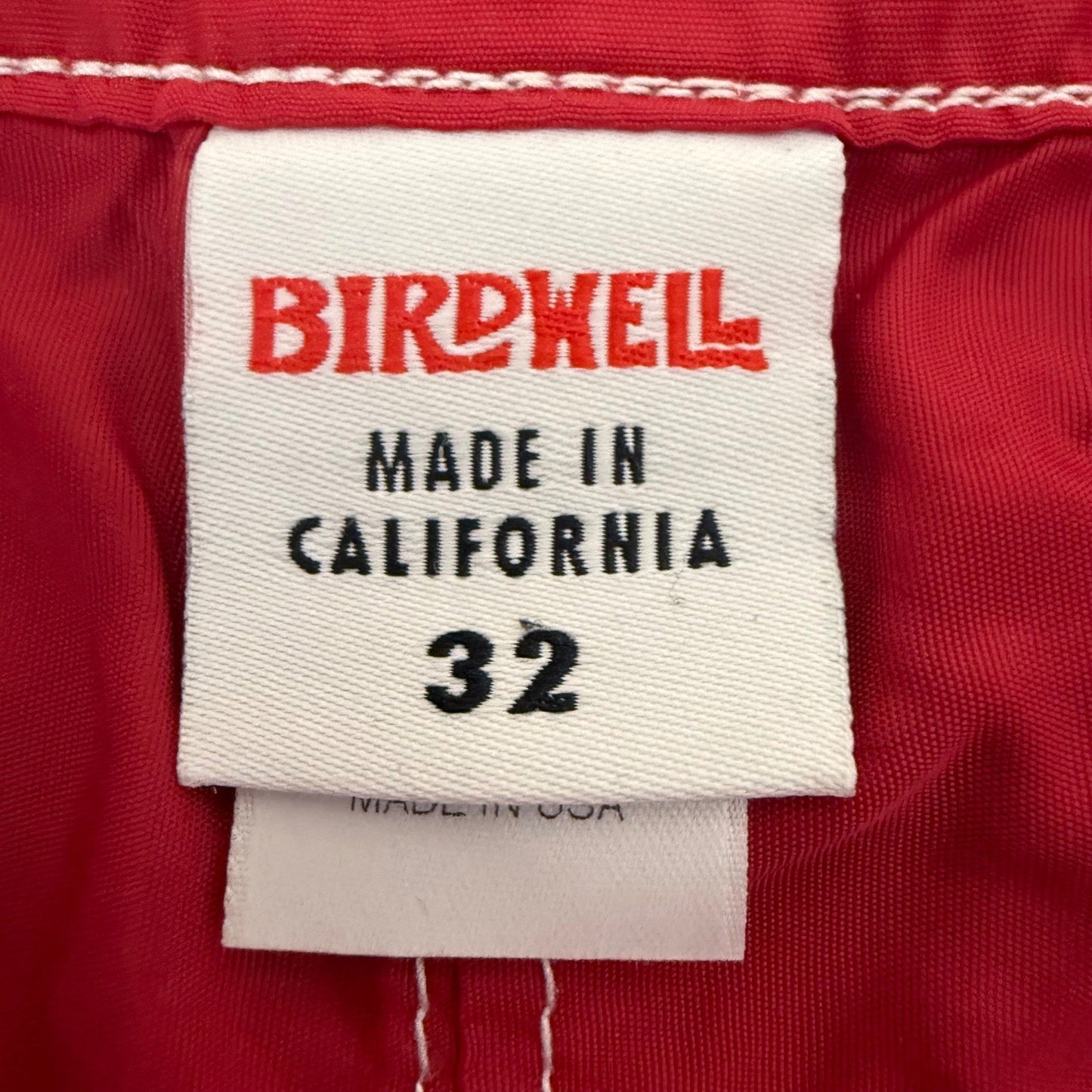 Birdwell Beach Britches Red Board Shorts Mens 32 Nylon Surf Trunks Made in USA