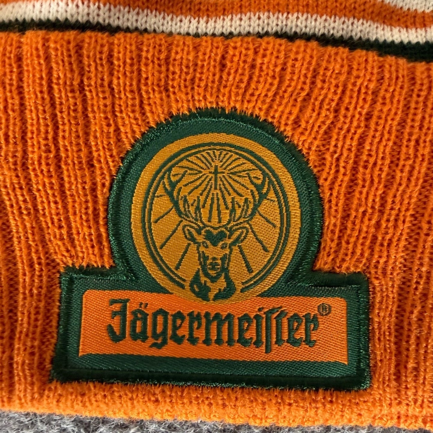 Jagermeister 0 Fs Given Beanie Hat Orange Green Pom Pom Winter Ski Knit Cap