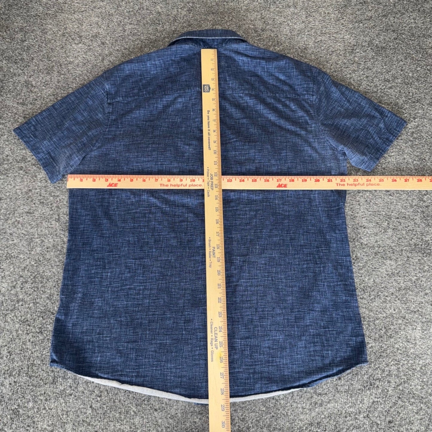 Buttercloth Icy Cotton Shirt Mens L Blue Short Sleeve Button Up Stretch Casual