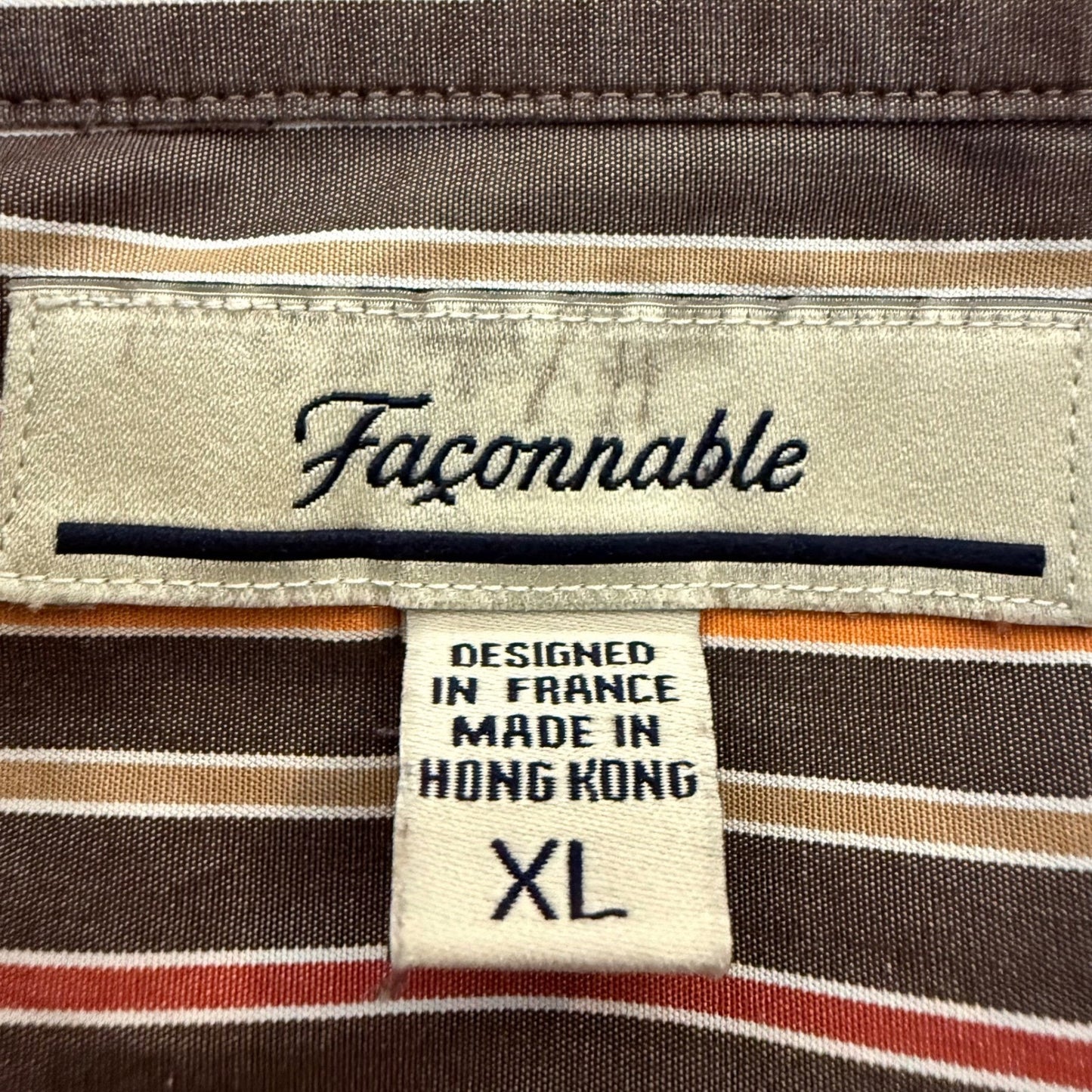 Faconnable Shirt Mens XL Long Sleeve Button Up Striped Cotton Dress Casual