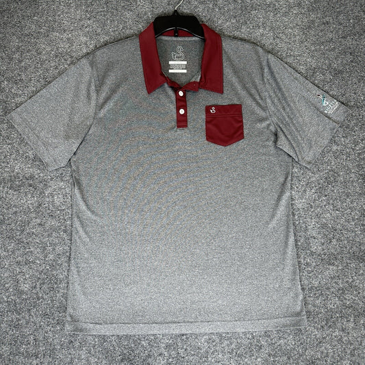 Swannies Golf Polo Shirt Mens XL Gray Red Performance Short Sleeve Pocket Adult