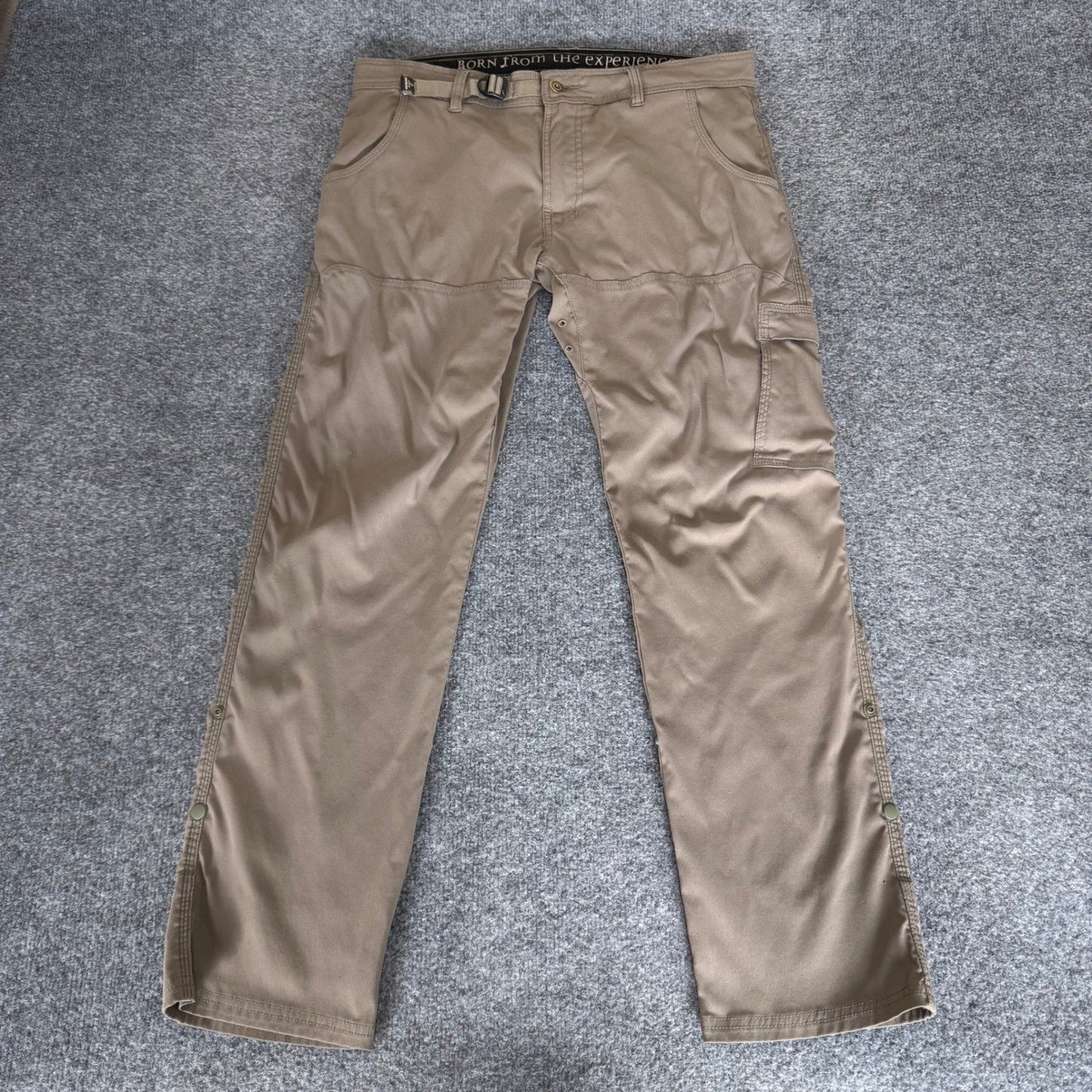 prAna Stretch Zion Pants Mens 33x30 (34x29) Beige Cargo Hiking Outdoor Gorpcore