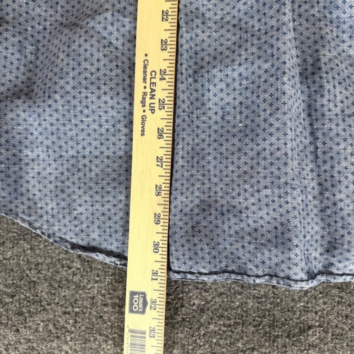 Brooks Brothers Regent Mens Blue Geometric Linen Shirt Large Short Sleeve Casual