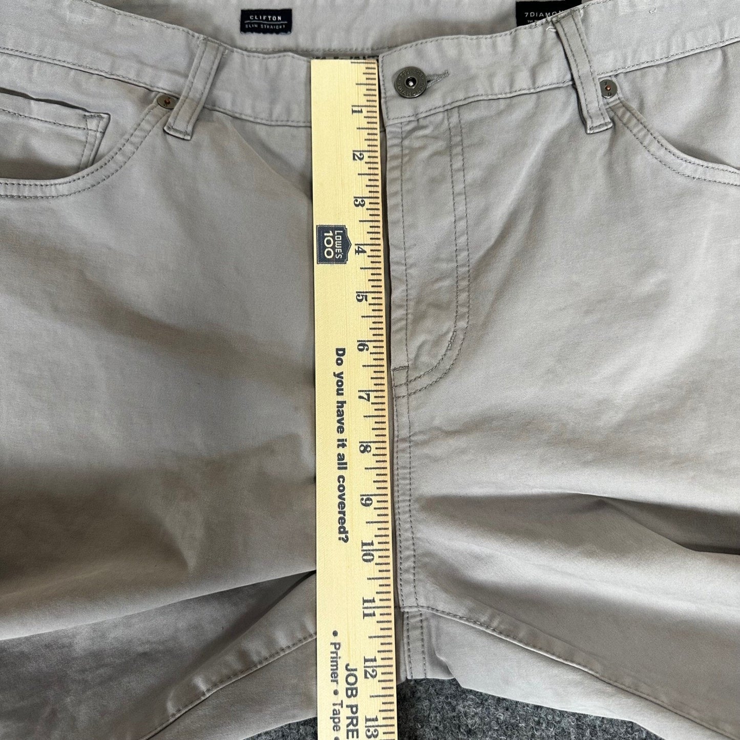 7 Diamonds Clifton Slim Straight Leg Pants Casual Chino Grey 38x30