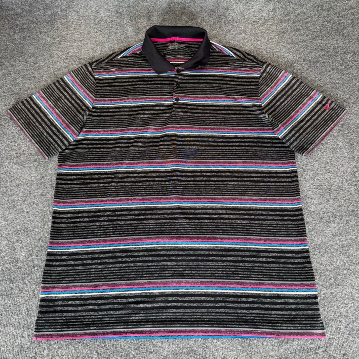 Nike Golf Tour Performance Polo Shirt Mens XL Dri-FIT Striped Short Sleeve Golf