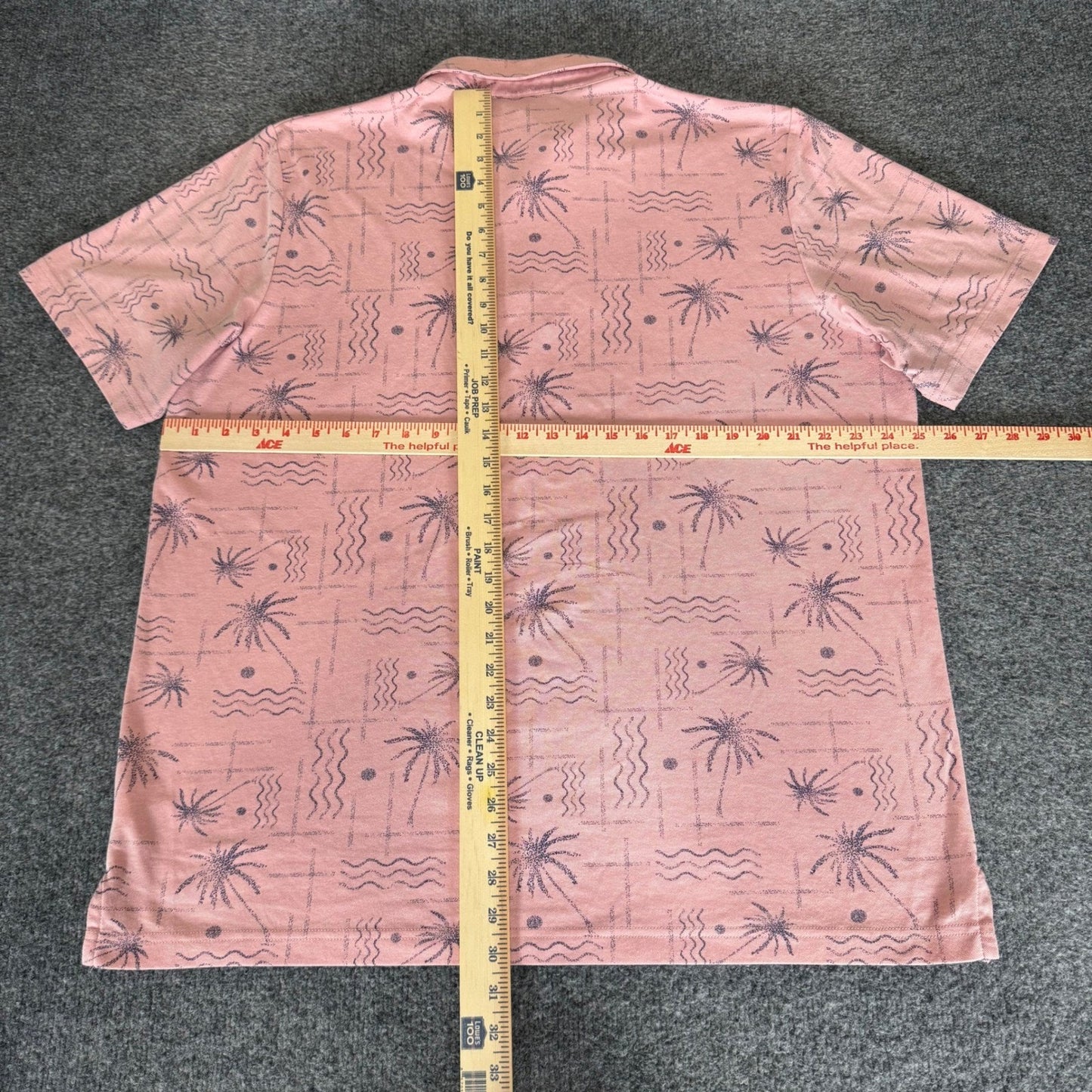 Travis Mathew Polo Shirt Men XXL Pink Palm Tree Golf Short Sleeve Stretch Casual