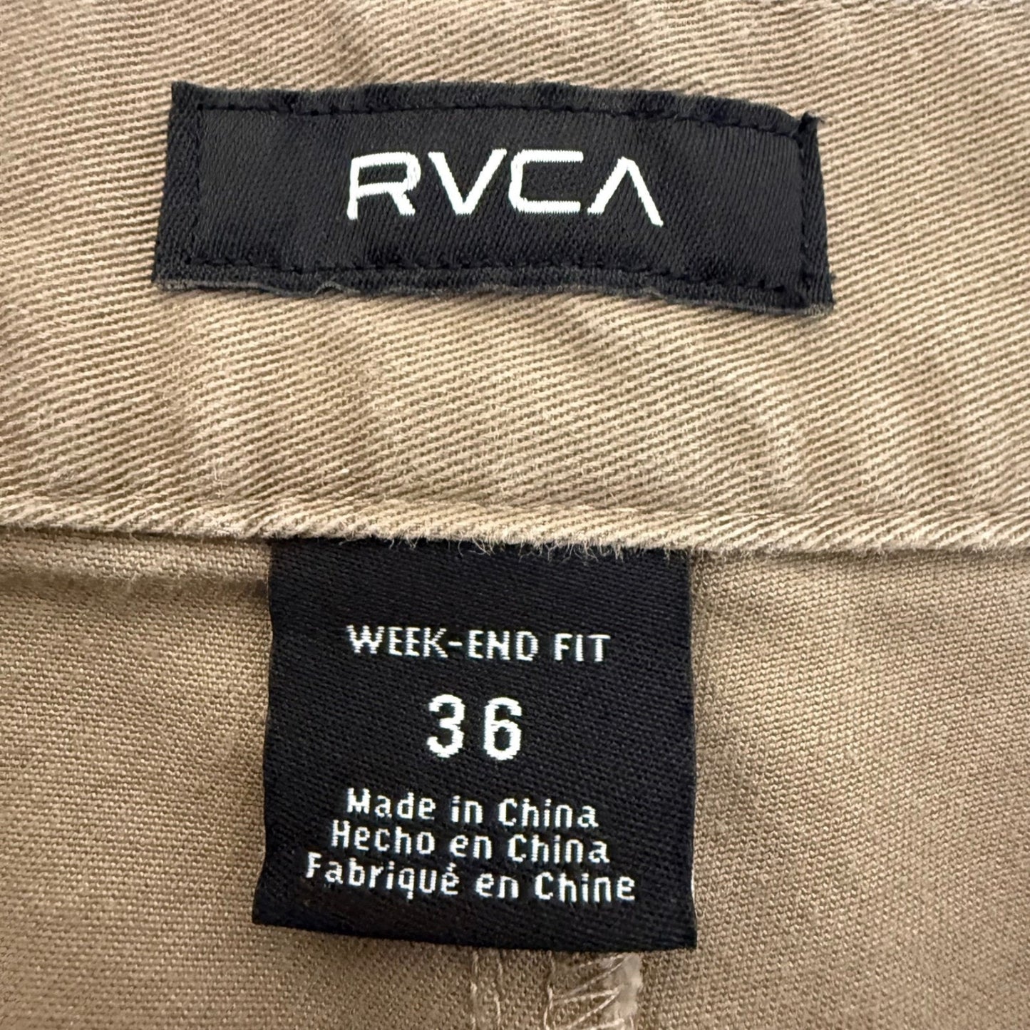 RVCA Weekend Fit Khaki Shorts Mens 36 Casual Chino Cotton Stretch Skate Grunge