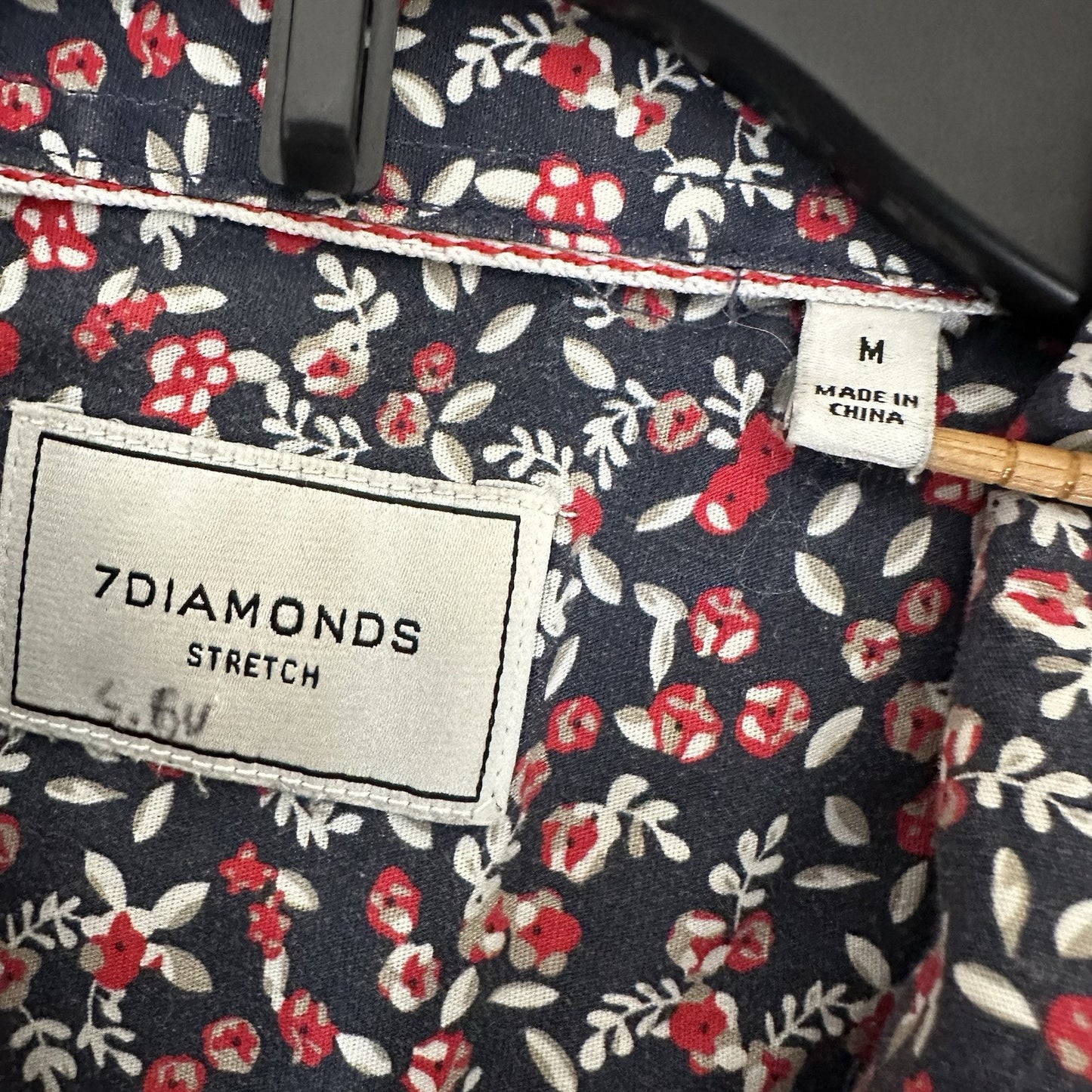 7 Diamonds Shirt Mens Medium Blue Short Sleeve Geometric Button Up Pocket Adult