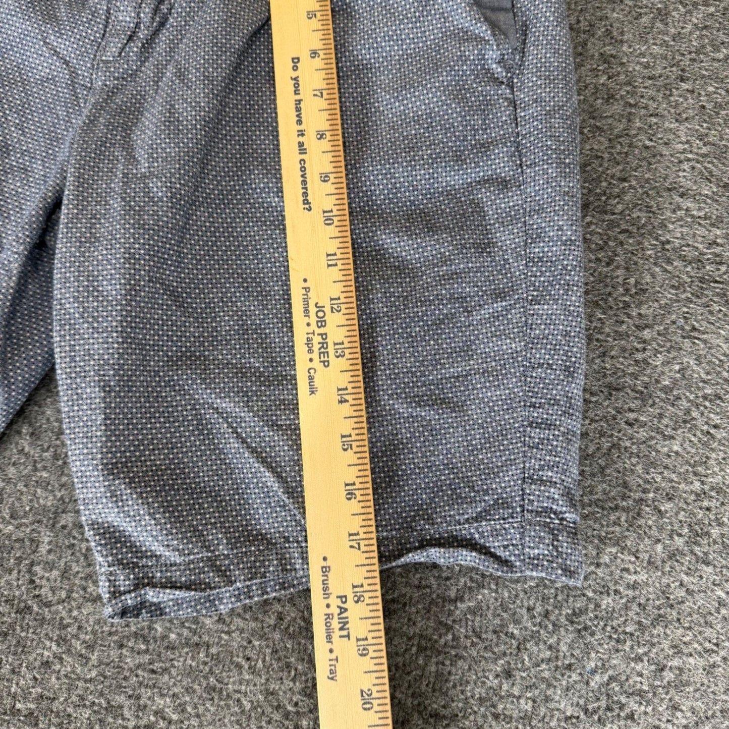 Armani Exchange Mens 32 Blue Micro Dot Cotton Linen Blend Flat Front Shorts