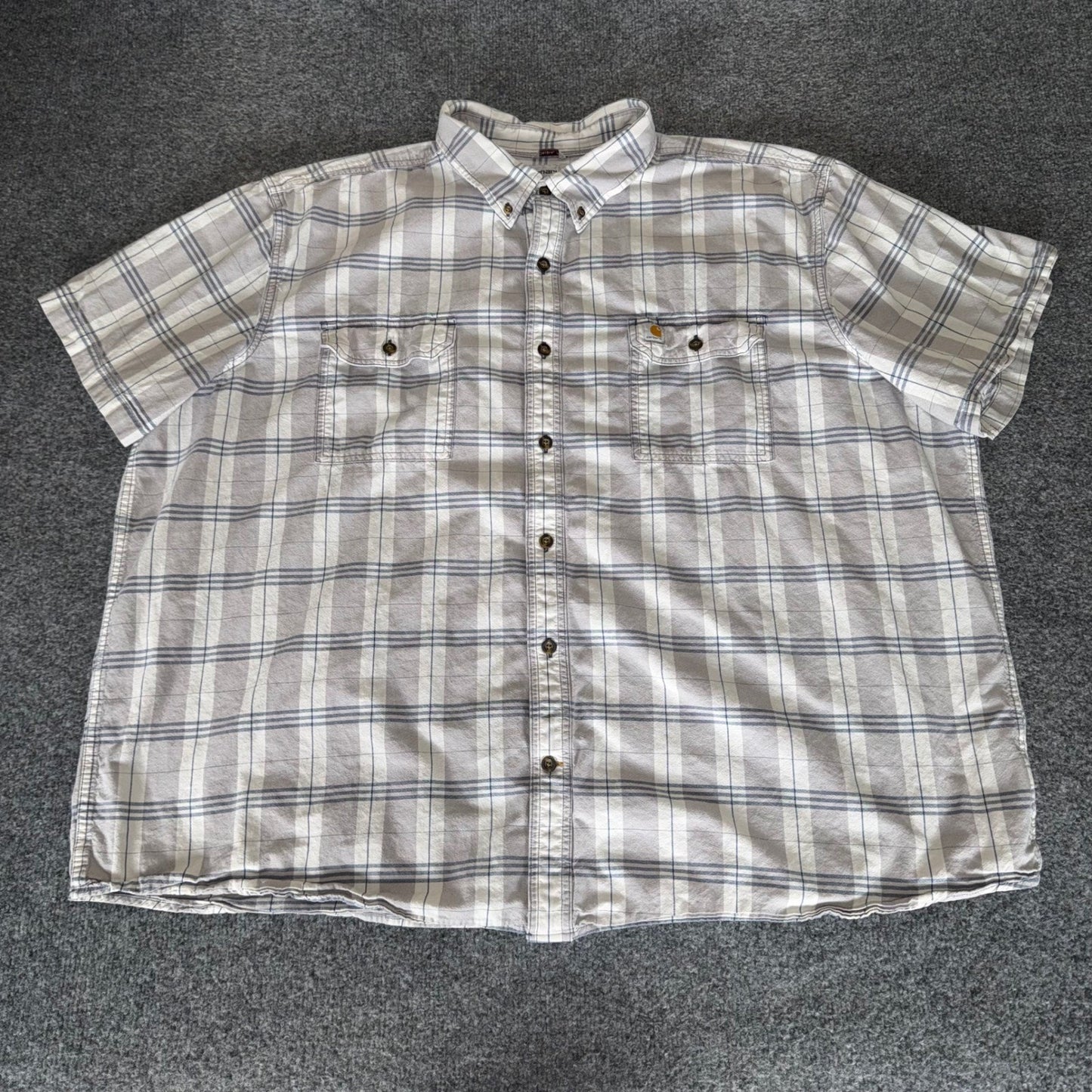 Carhartt Shirt Mens 4XL Plaid Short Sleeve Button Up Work Durable Tough Utility