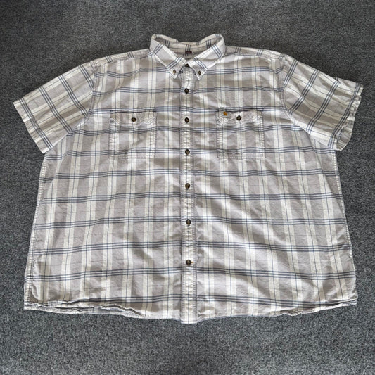 Carhartt Shirt Mens 4XL Plaid Short Sleeve Button Up Work Durable Tough Utility