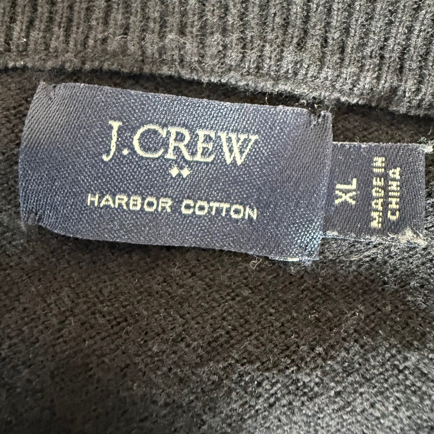 J.Crew Men Harbor Cotton Merino Wool Blend Crewneck Sweater Black XL Knit Casual