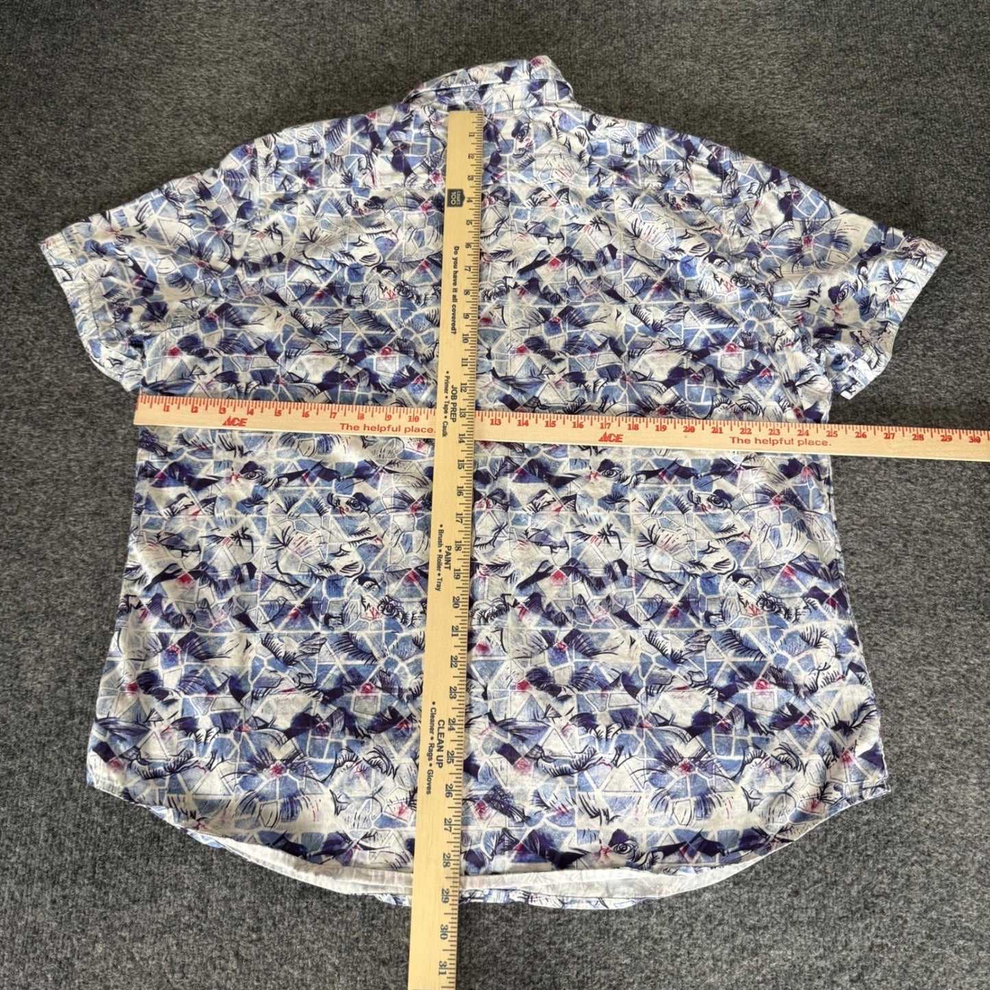 Robert Graham Men 2XL Blue Geometric Short Sleeve Classic Button Up Shirt Casual