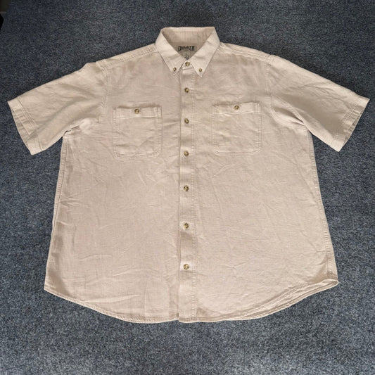 Duluth Trading Co Mens XL Beige Hemp Blend Short Sleeve Button Up Shirt Casual