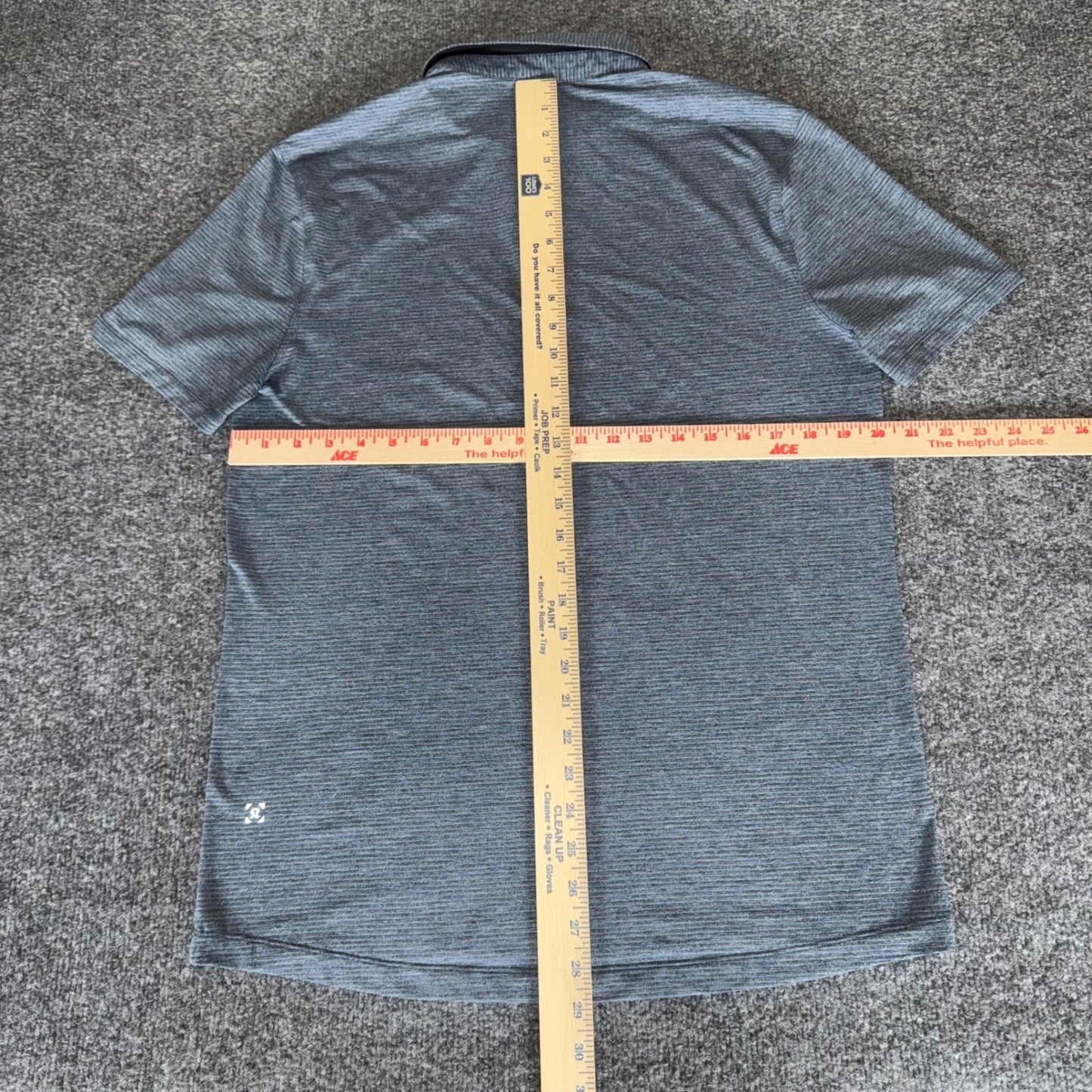 Lululemon Polo Shirt Striped Gray Blue Mens Medium Athletic Fit Performance Golf