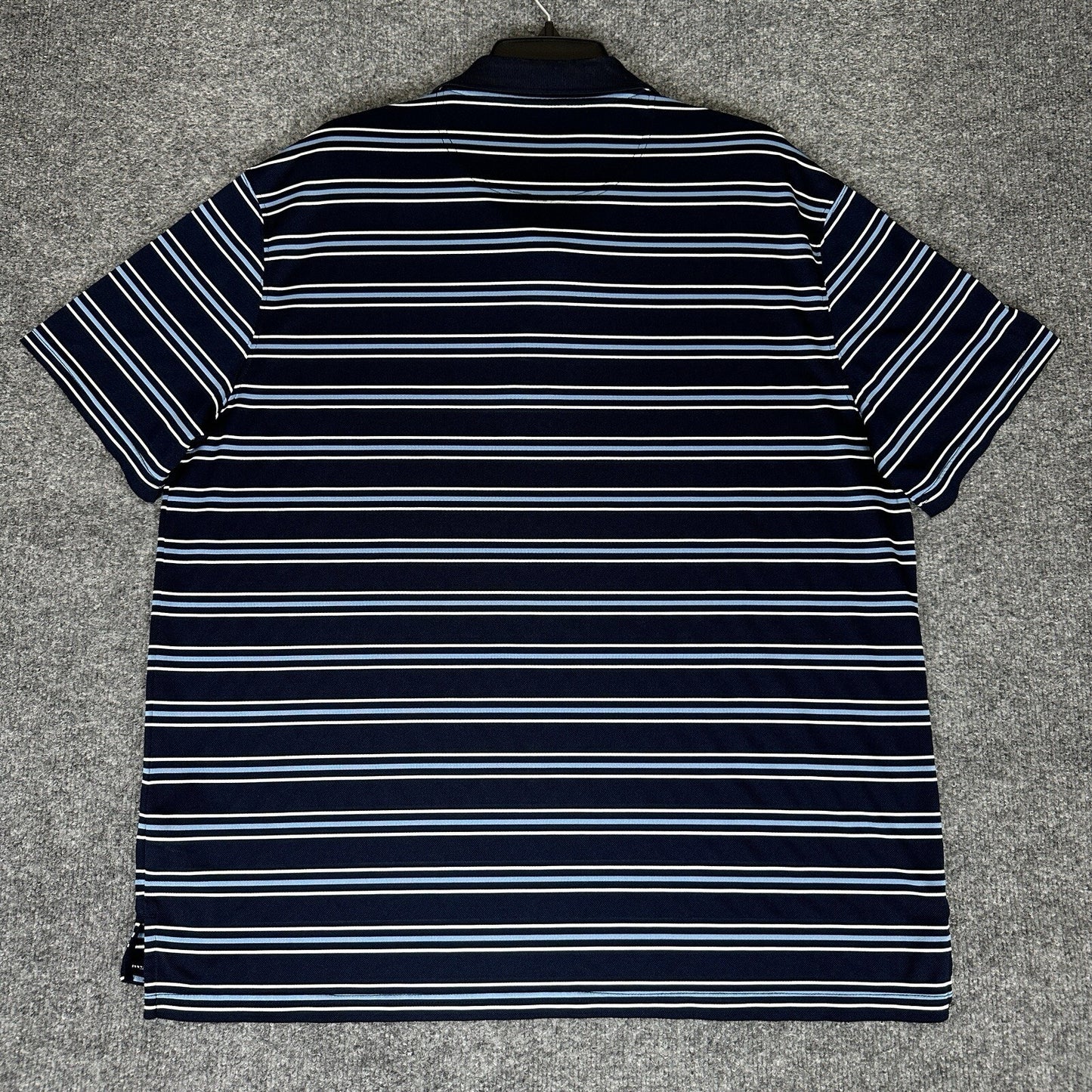 St Johns Bay Polo Shirt Mens XL Blue Striped Short Sleeve Quick Dry Casual Adult