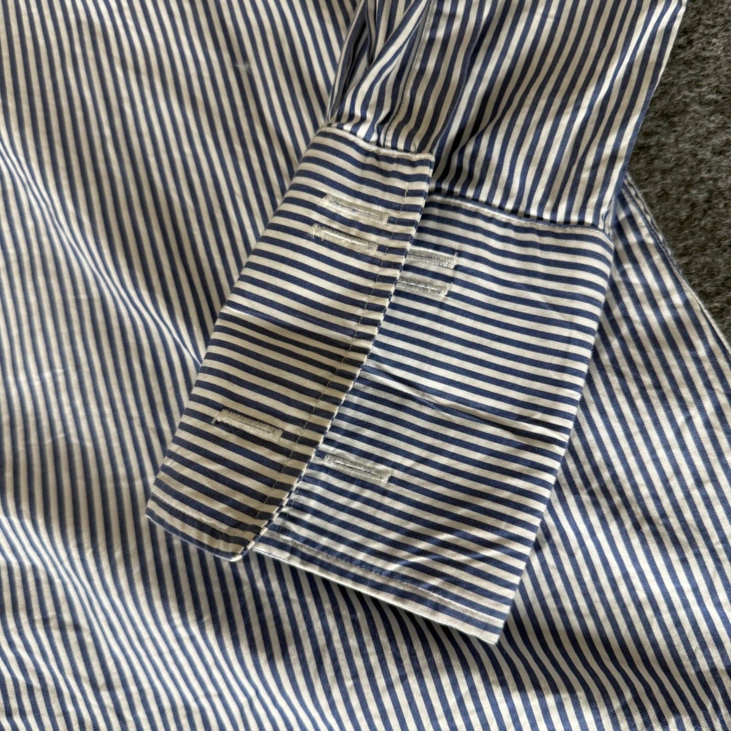Charles Tyrwhitt Mens Extra Slim Fit French Cuff Striped Dress Shirt 17/35 Blue