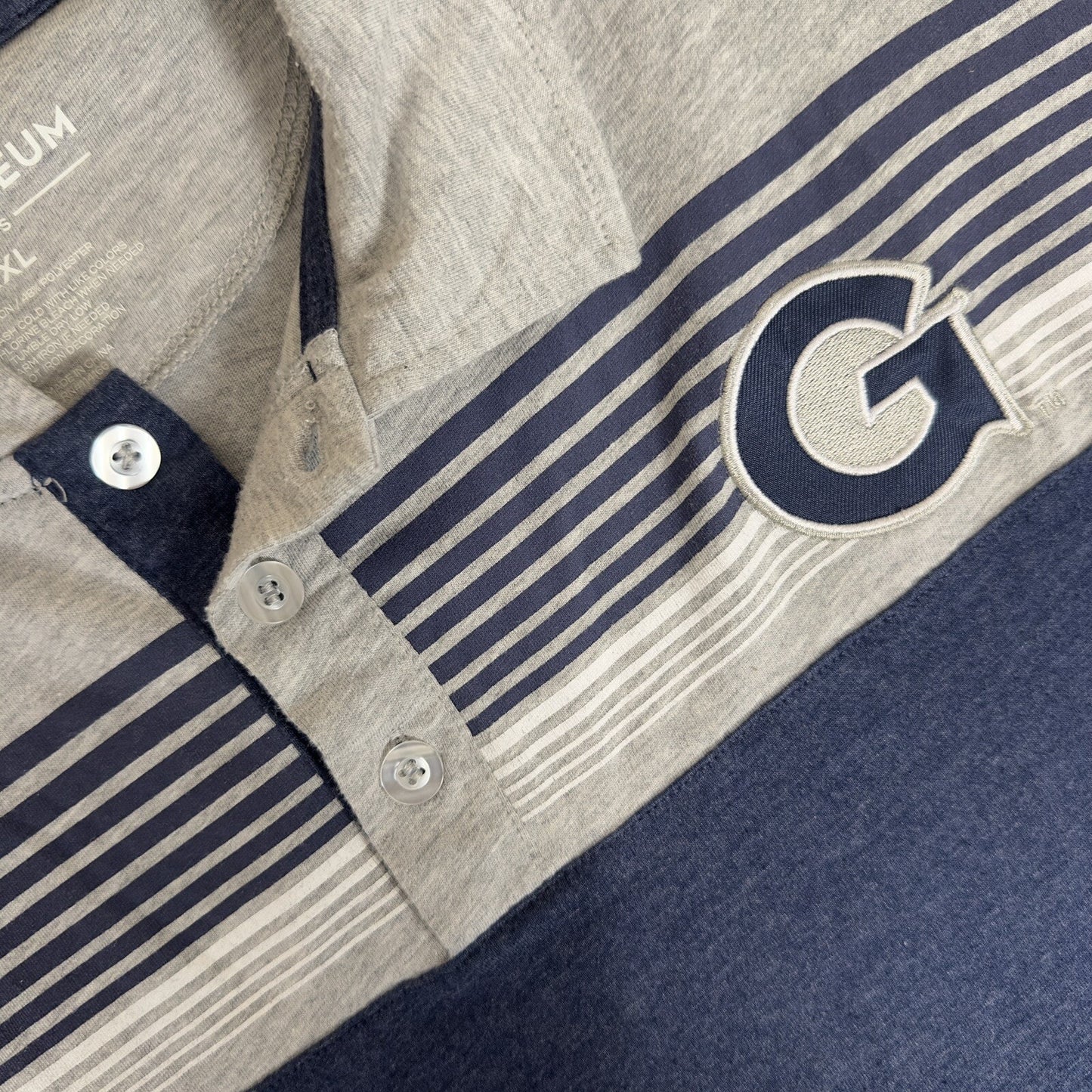 Georgetown Hoyas Polo Shirt Mens 2XL Blue Grey Short Sleeve College XXL Adult