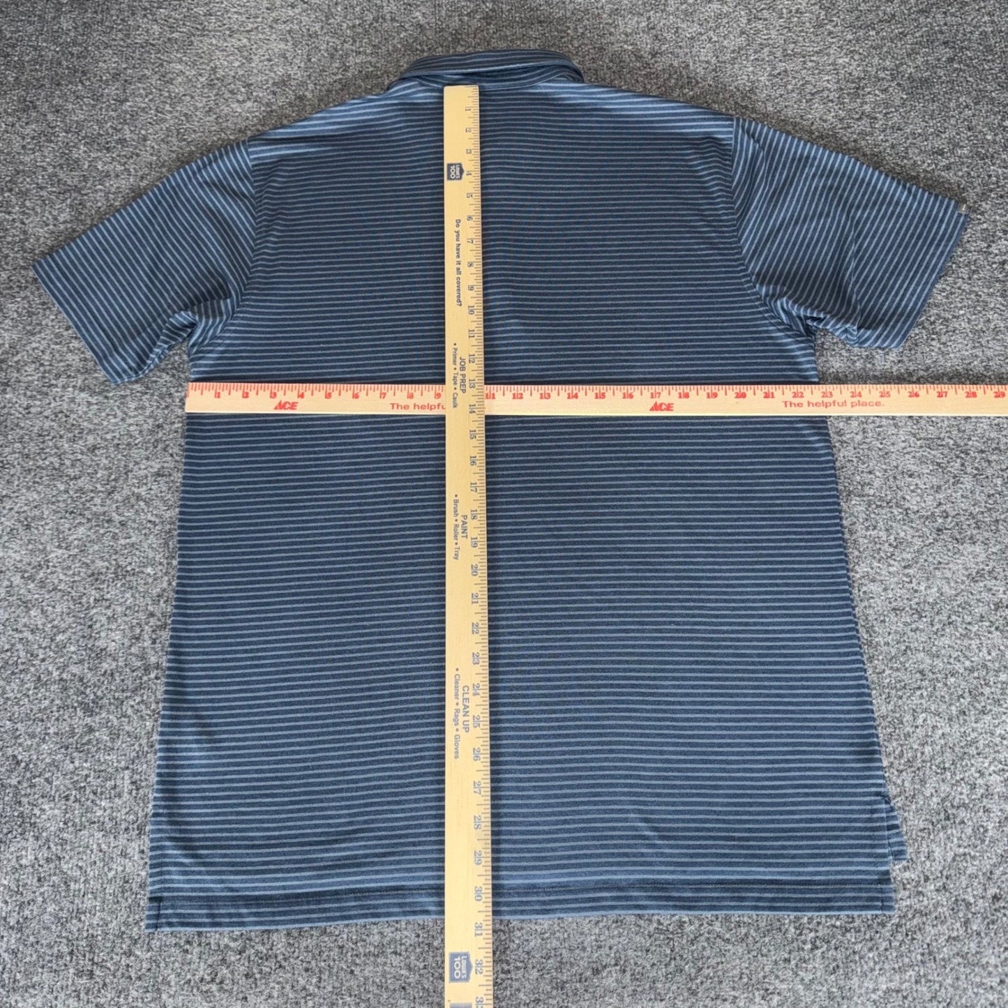 Dunning Golf Polo Shirt Mens Large Blue Striped Performance Short Sleeve Casual