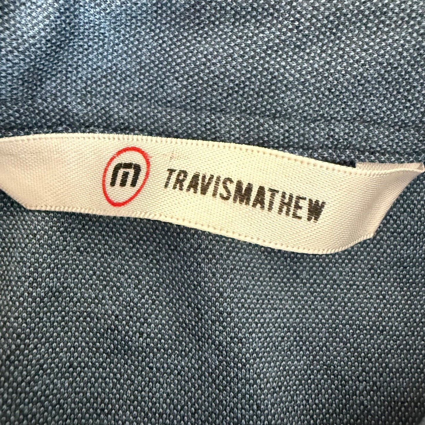 TravisMathew Mens Short Sleeve Performance Golf Polo Shirt Blue Large Casual