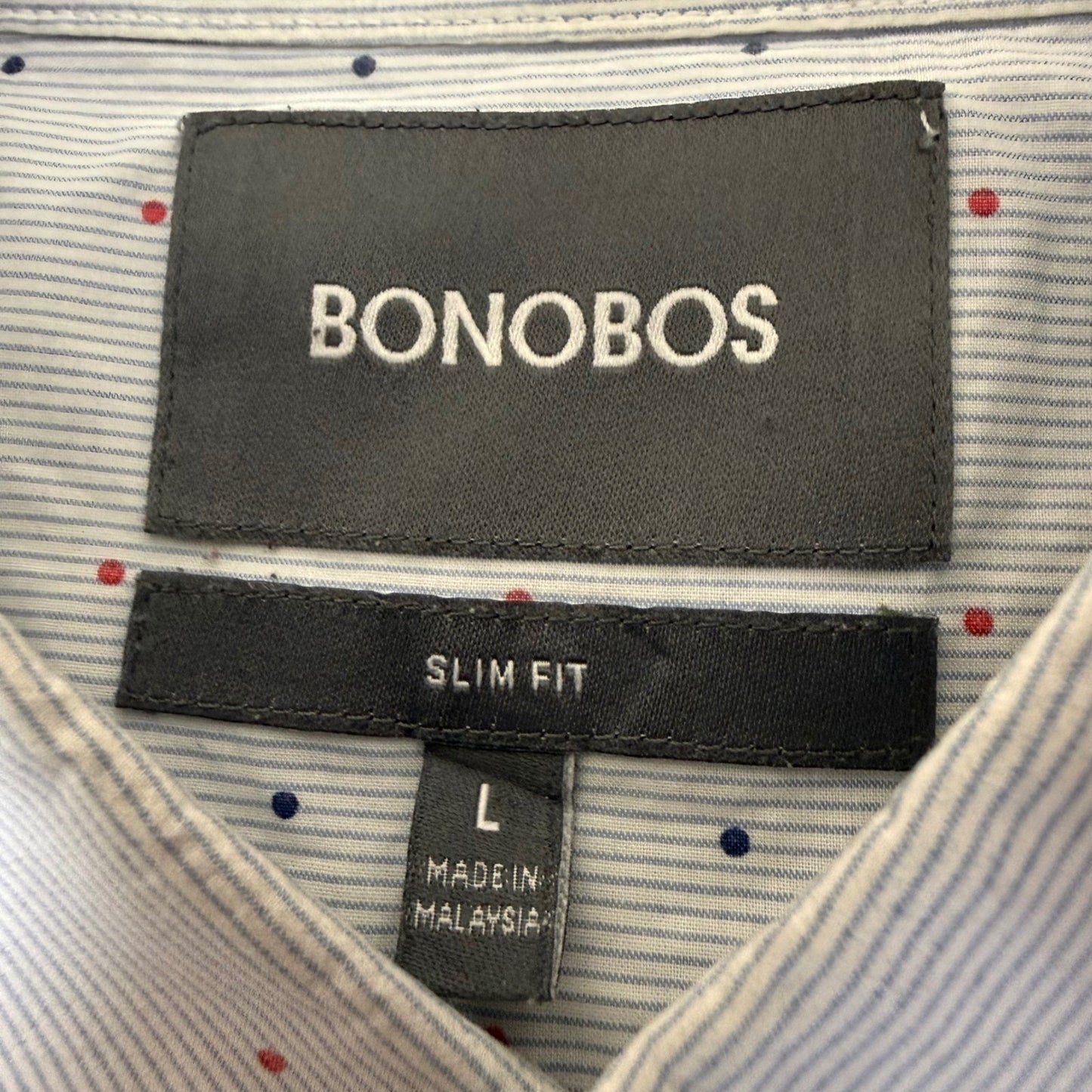 Bonobos Shirt Men Large Slim Fit Ditsy Dot Long Sleeve Button Down Office Casual