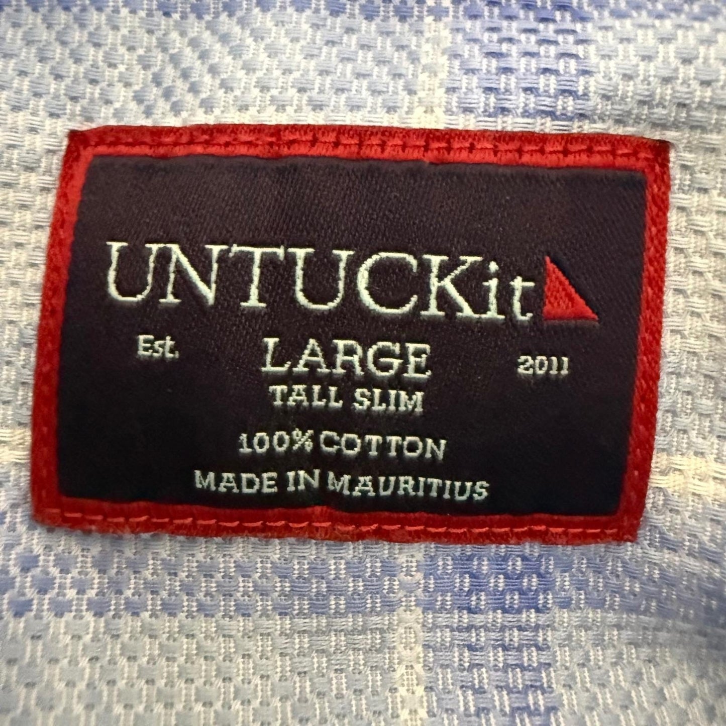 UNTUCKit Mens Large LT Slim Fit Plaid Button Up Shirt Blue Cotton Long Sleeve