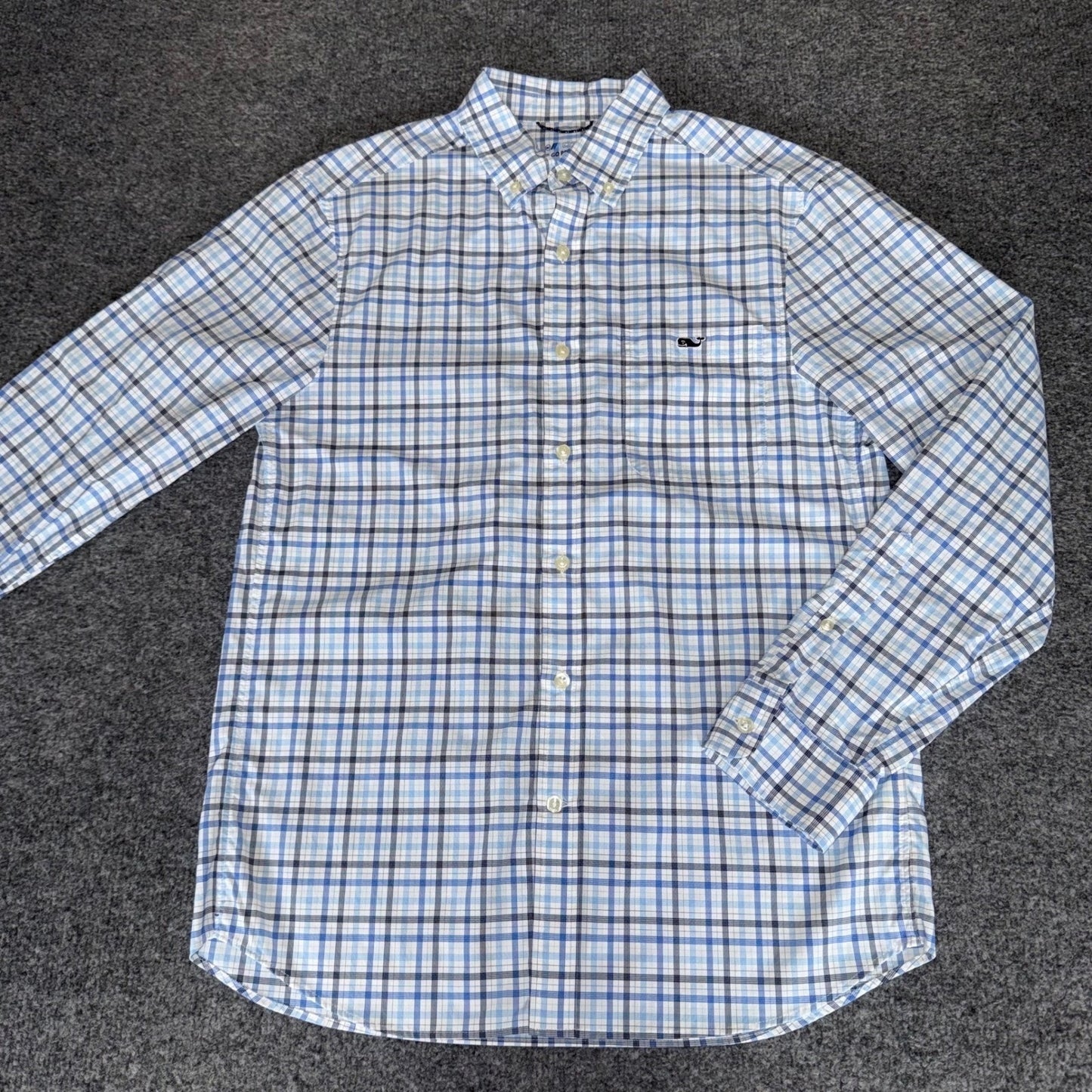 Vineyard Vines OTG Shirt Mens S Blue Plaid Button Down Long Sleeve Performance