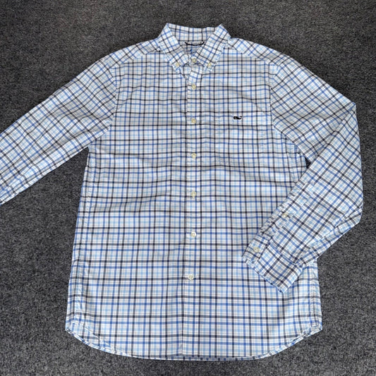Vineyard Vines OTG Shirt Mens S Blue Plaid Button Down Long Sleeve Performance