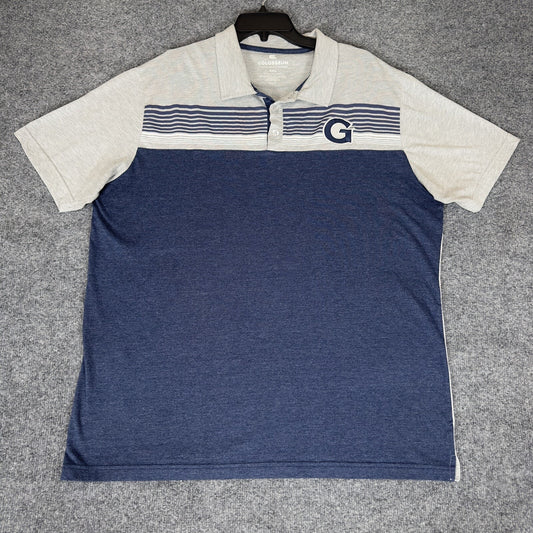 Georgetown Hoyas Polo Shirt Mens 2XL Blue Grey Short Sleeve College XXL Adult