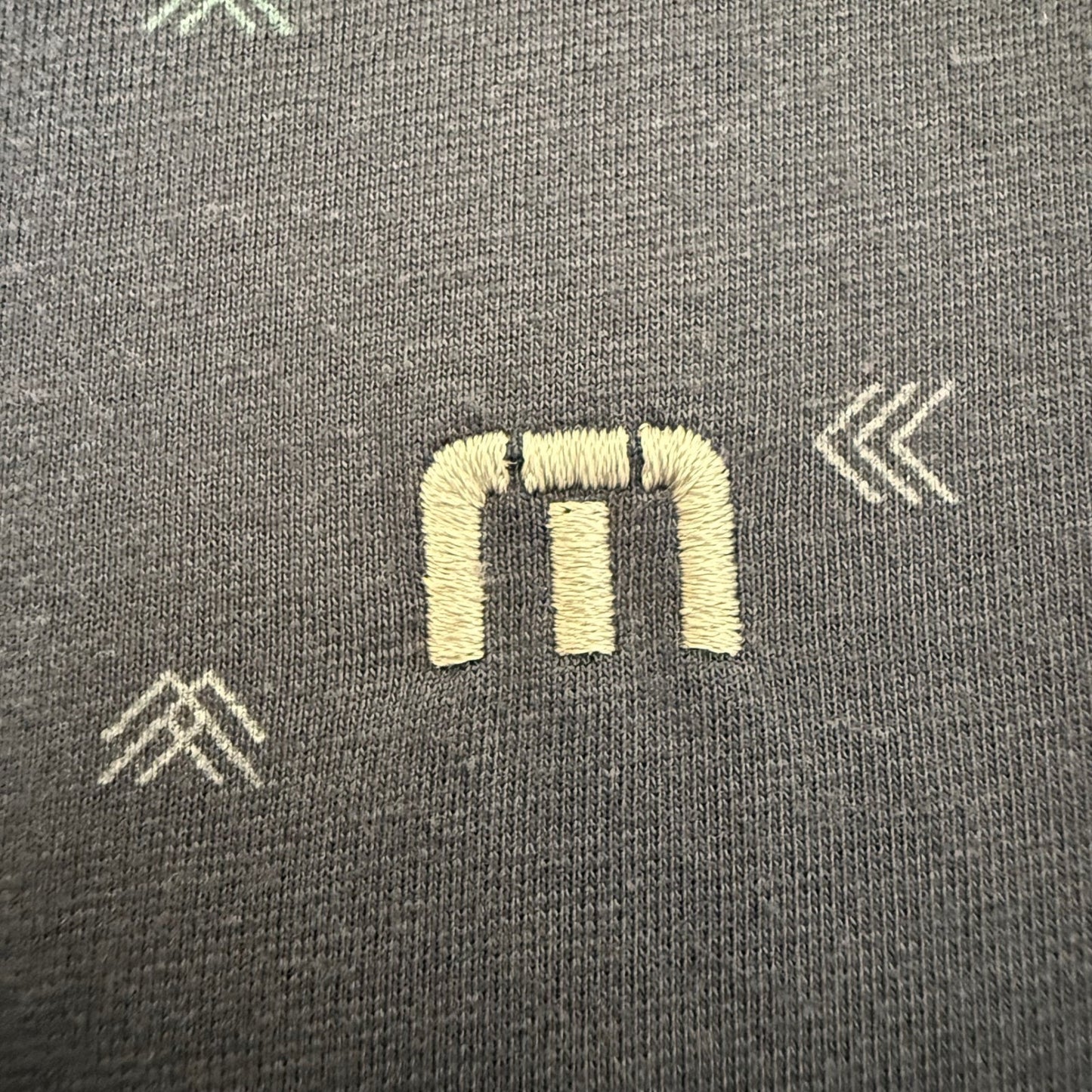 Travis Mathew Polo Shirt Men Medium Blue Geometric Golf Short Sleeve Performance