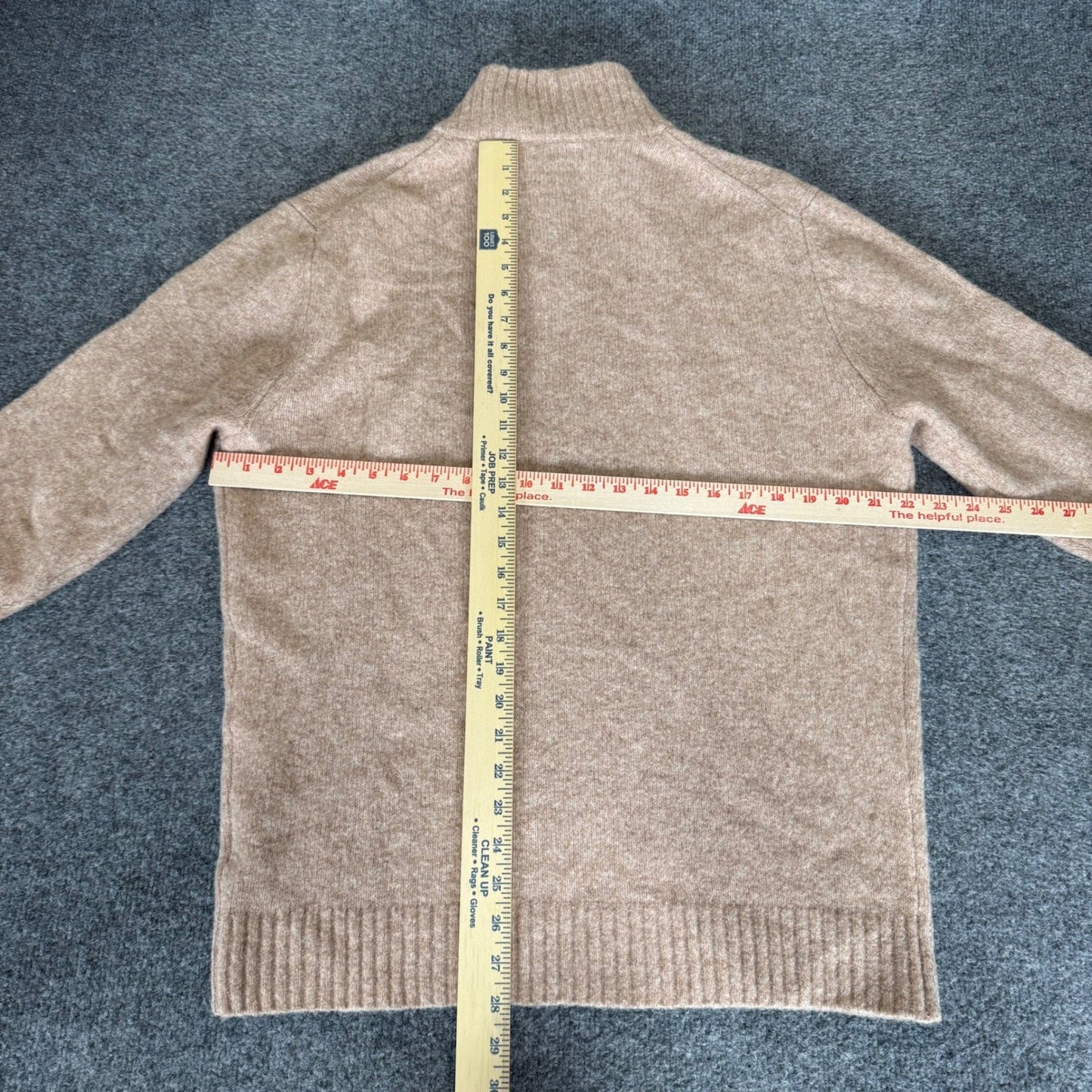 Collars & Co Men XL Wool Blend Mock Neck Button Sweater Tan Knit Casual Pullover