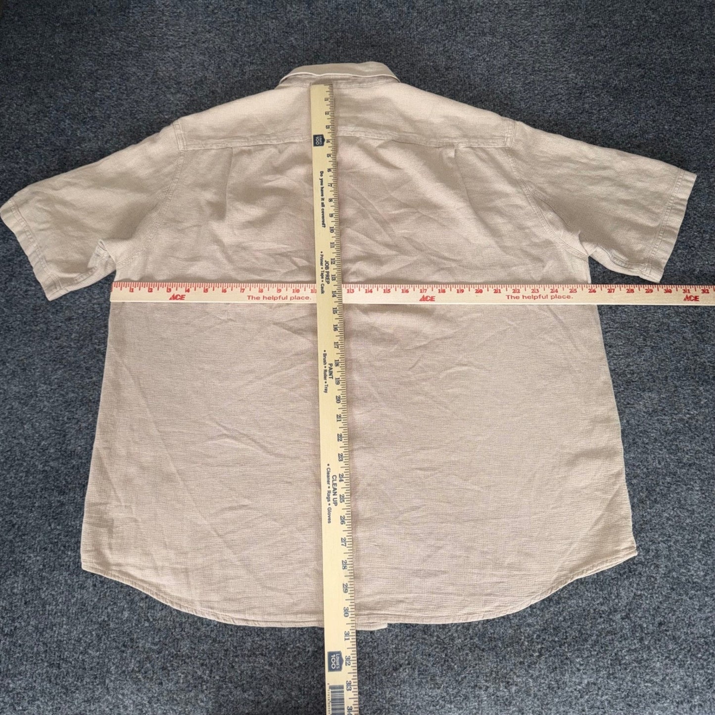 Duluth Trading Co Mens XL Beige Hemp Blend Short Sleeve Button Up Shirt Casual