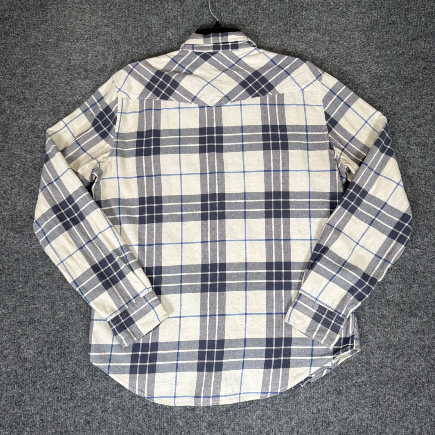 Lucky Brand Saturday Stretch Plaid Western Shirt Mens Medium Blue Snap Casual